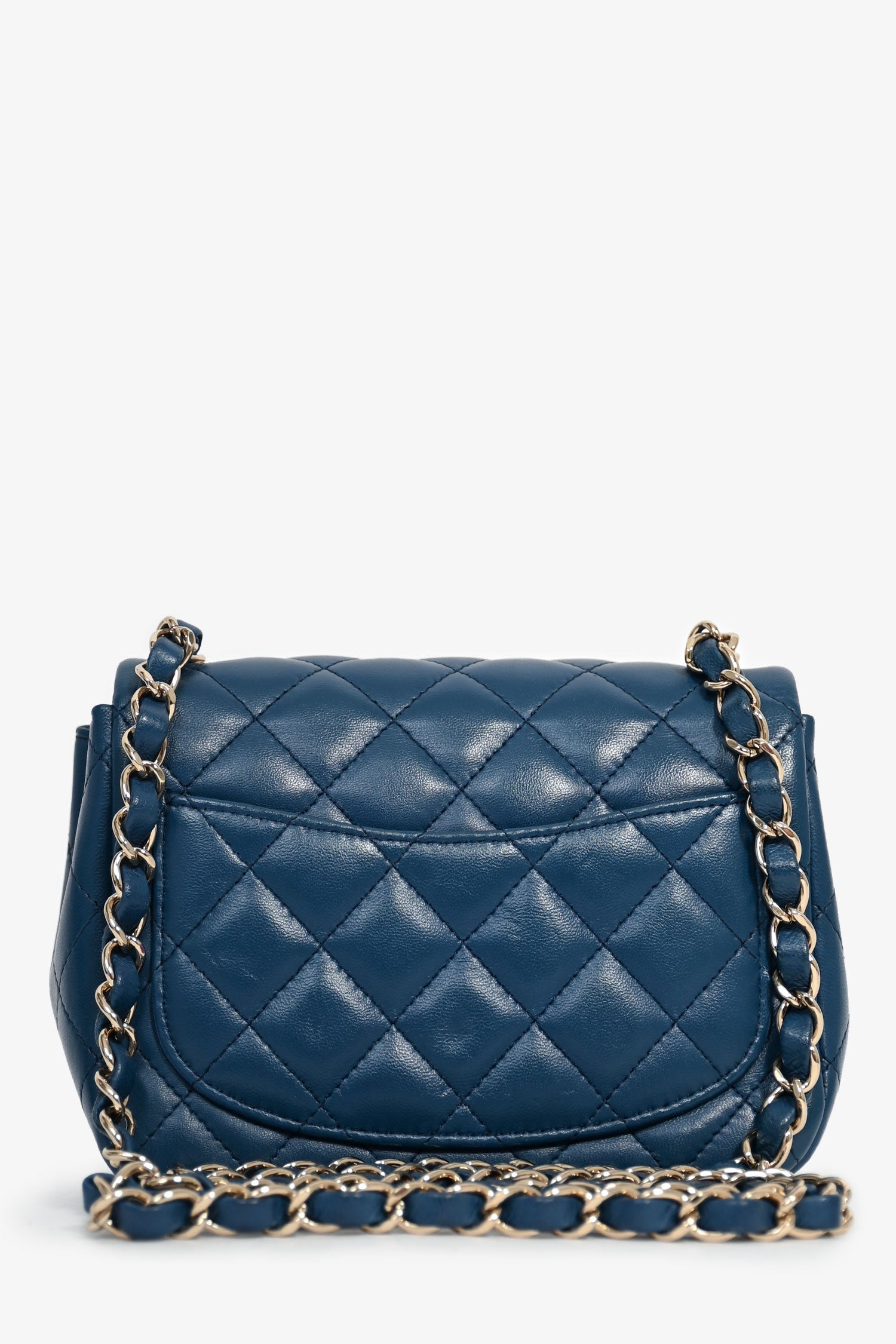 Pre-Loved Chanel™ 2017-18 Blue Lambskin Leather Quilted Mini Square Flap