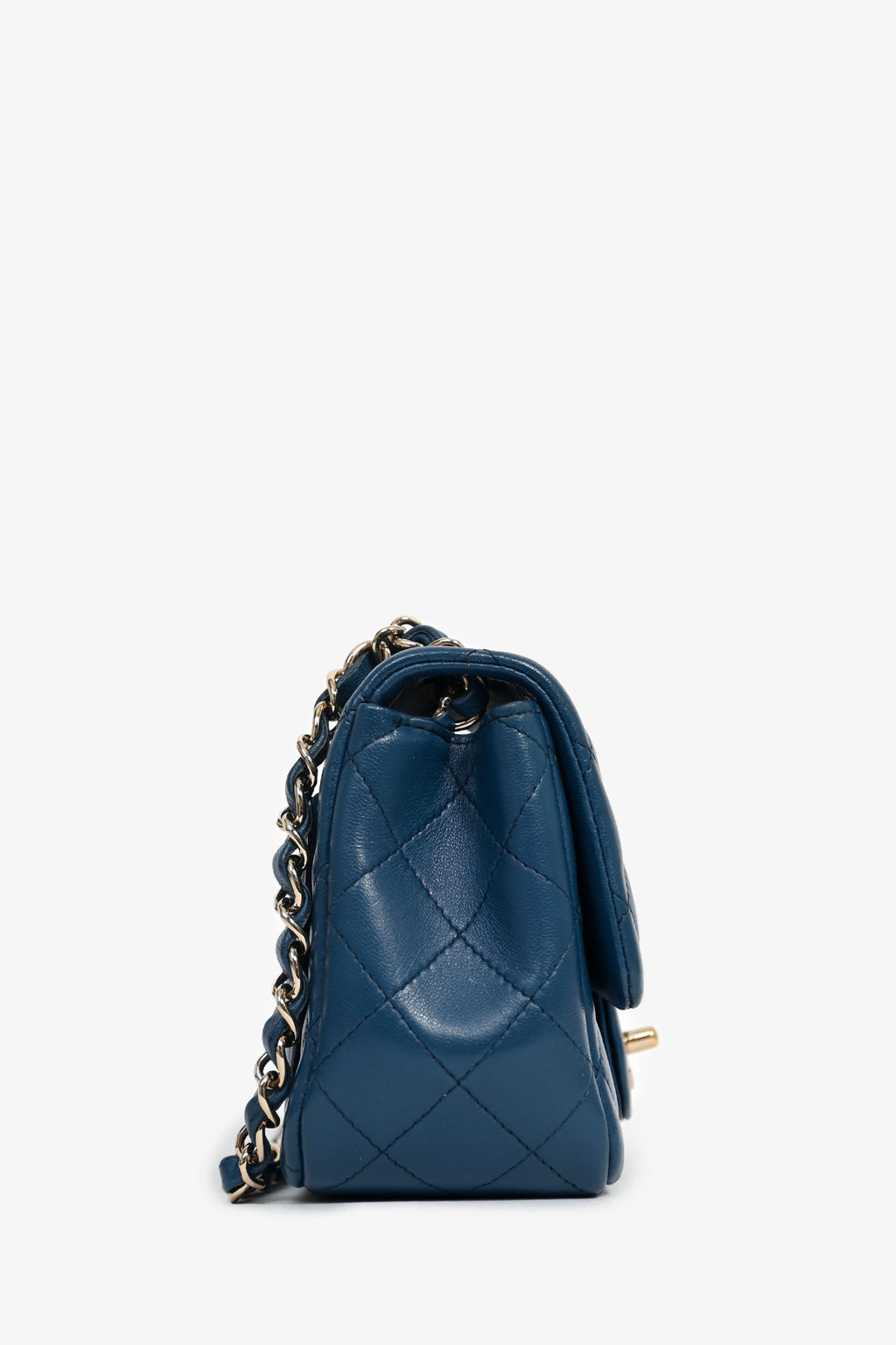 Pre-Loved Chanel™ 2017-18 Blue Lambskin Leather Quilted Mini Square Flap