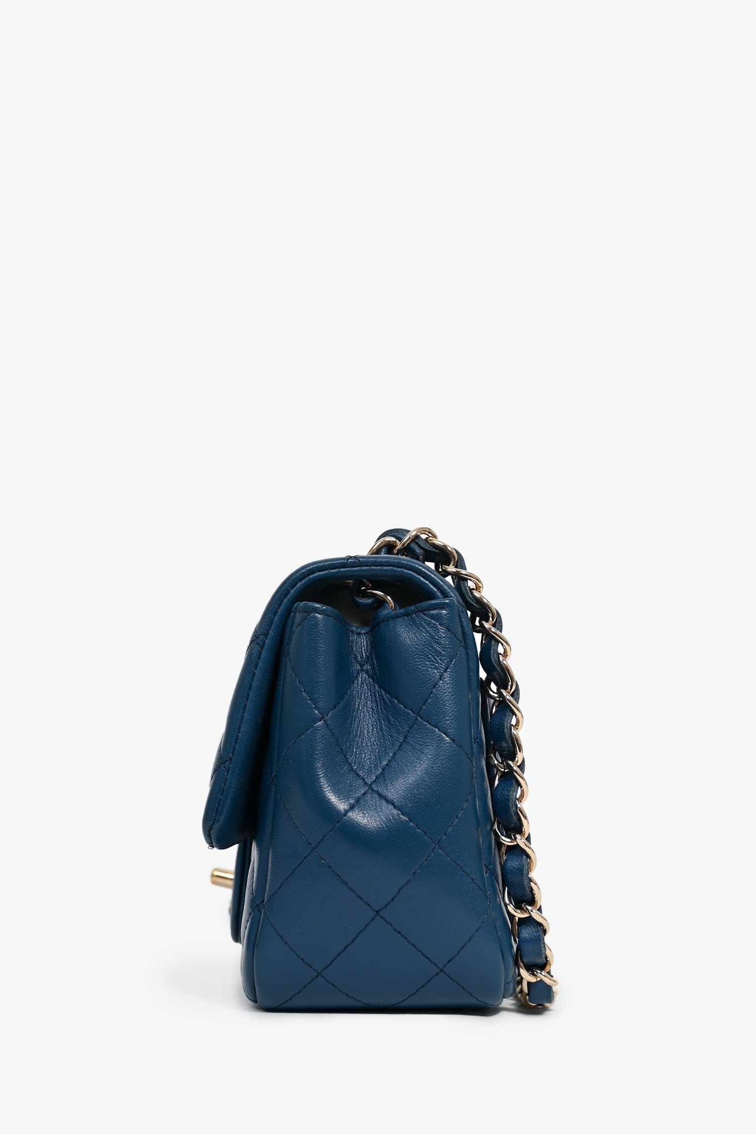 Pre-Loved Chanel™ 2017-18 Blue Lambskin Leather Quilted Mini Square Flap