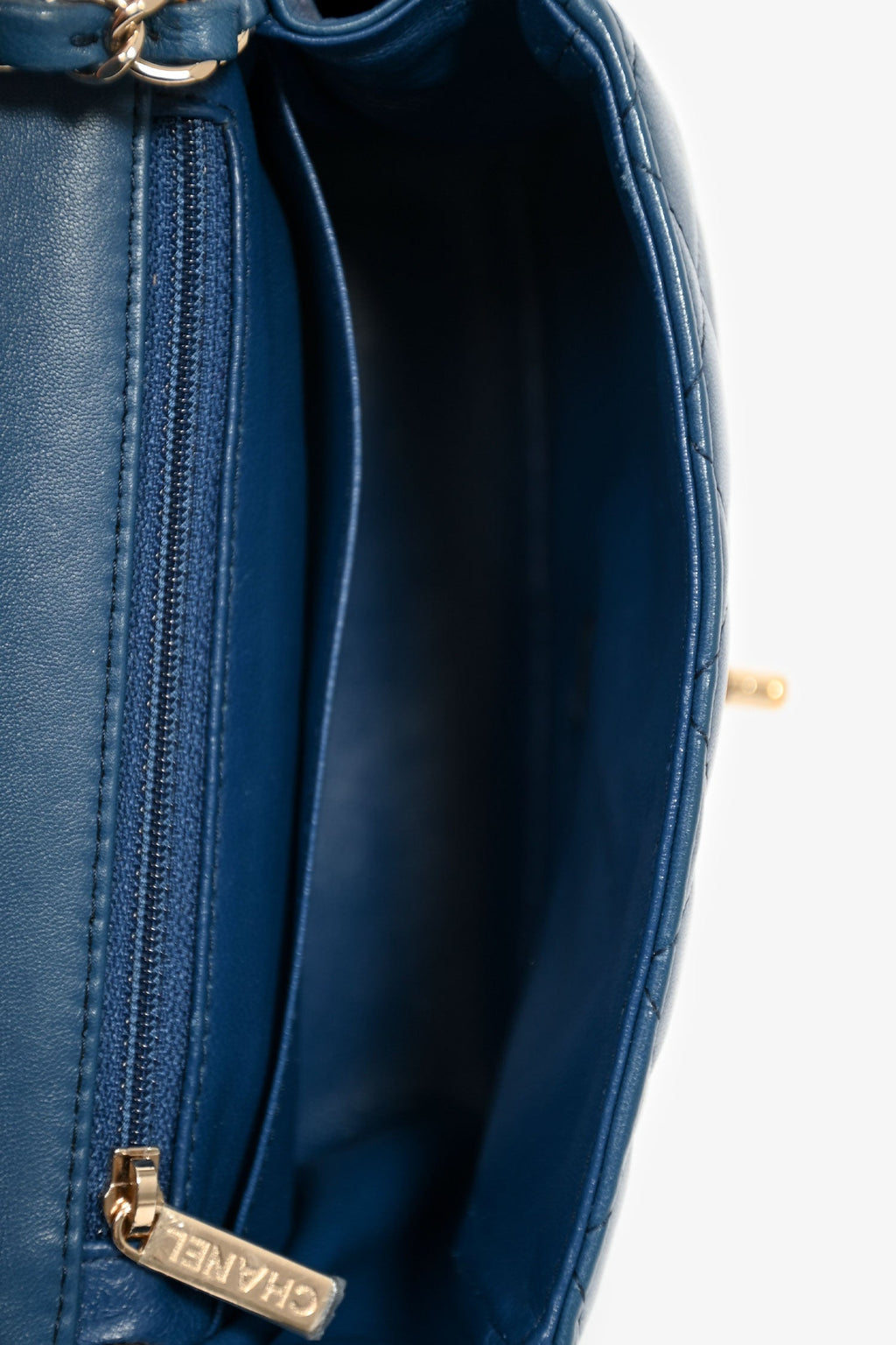Pre-Loved Chanel™ 2017-18 Blue Lambskin Leather Quilted Mini Square Flap