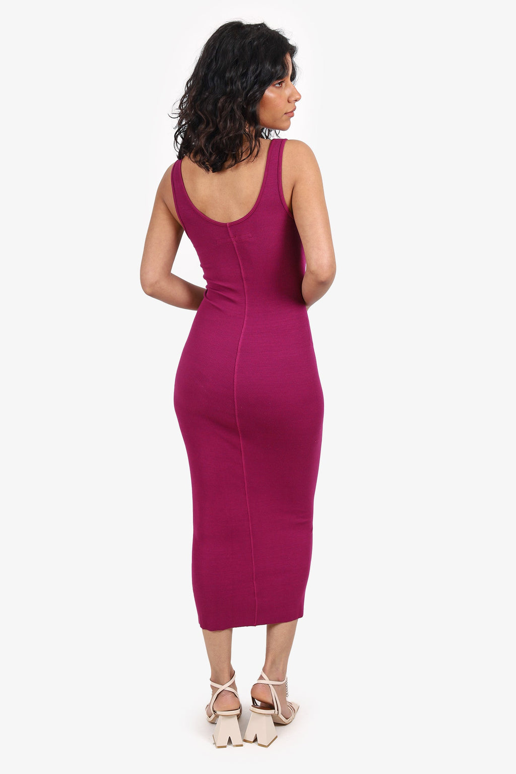 Enza Costa Magenta Ribbed Maxi Dress Size XS