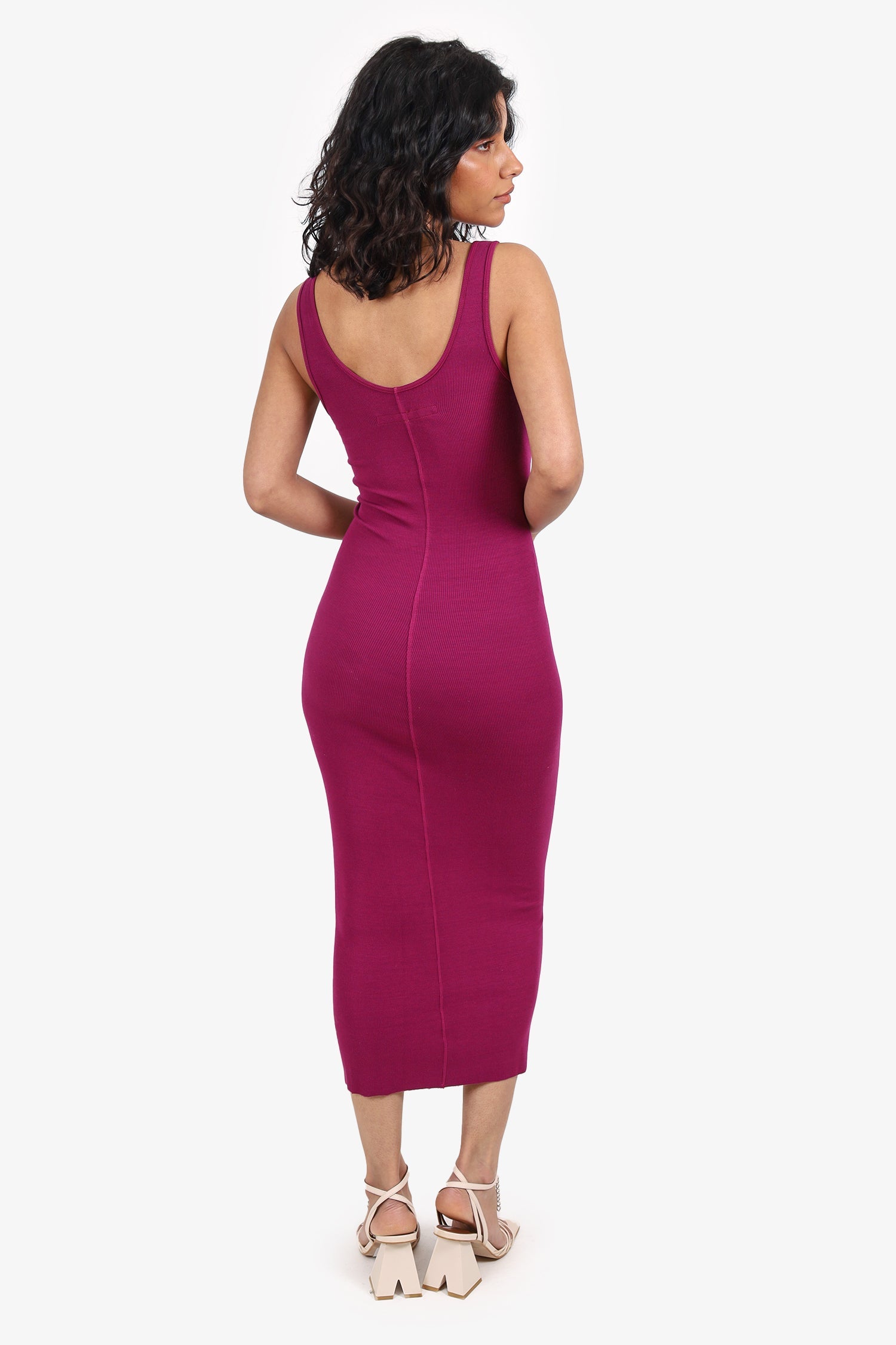 Enza Costa Magenta Ribbed Maxi Dress Size XS