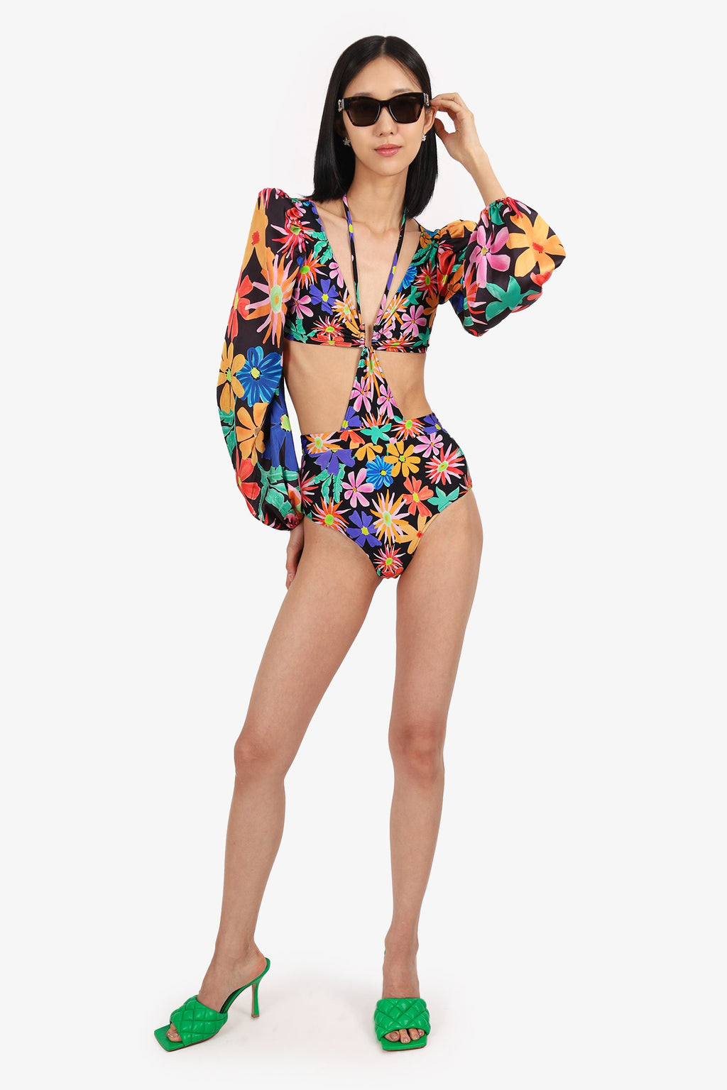 PatBO Black/Multicolour Cut-out Bodysuit Size XS