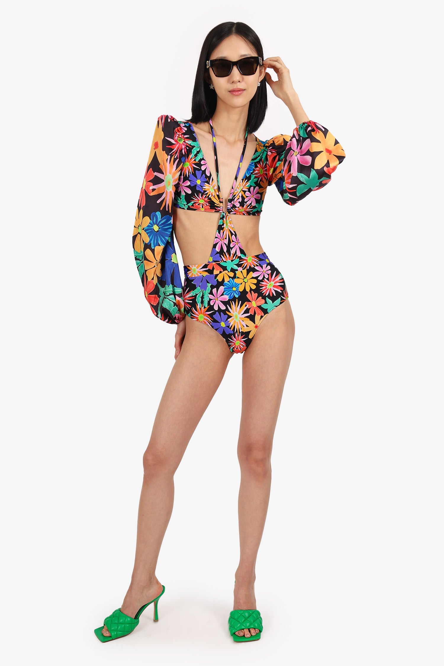 PatBO Black/Multicolour Cut-out Bodysuit Size XS
