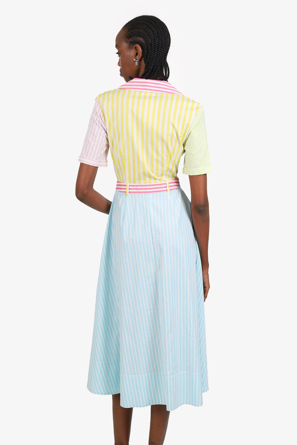 Staud Blue/Yellow Striped Poplin Maxi Dress Size 0