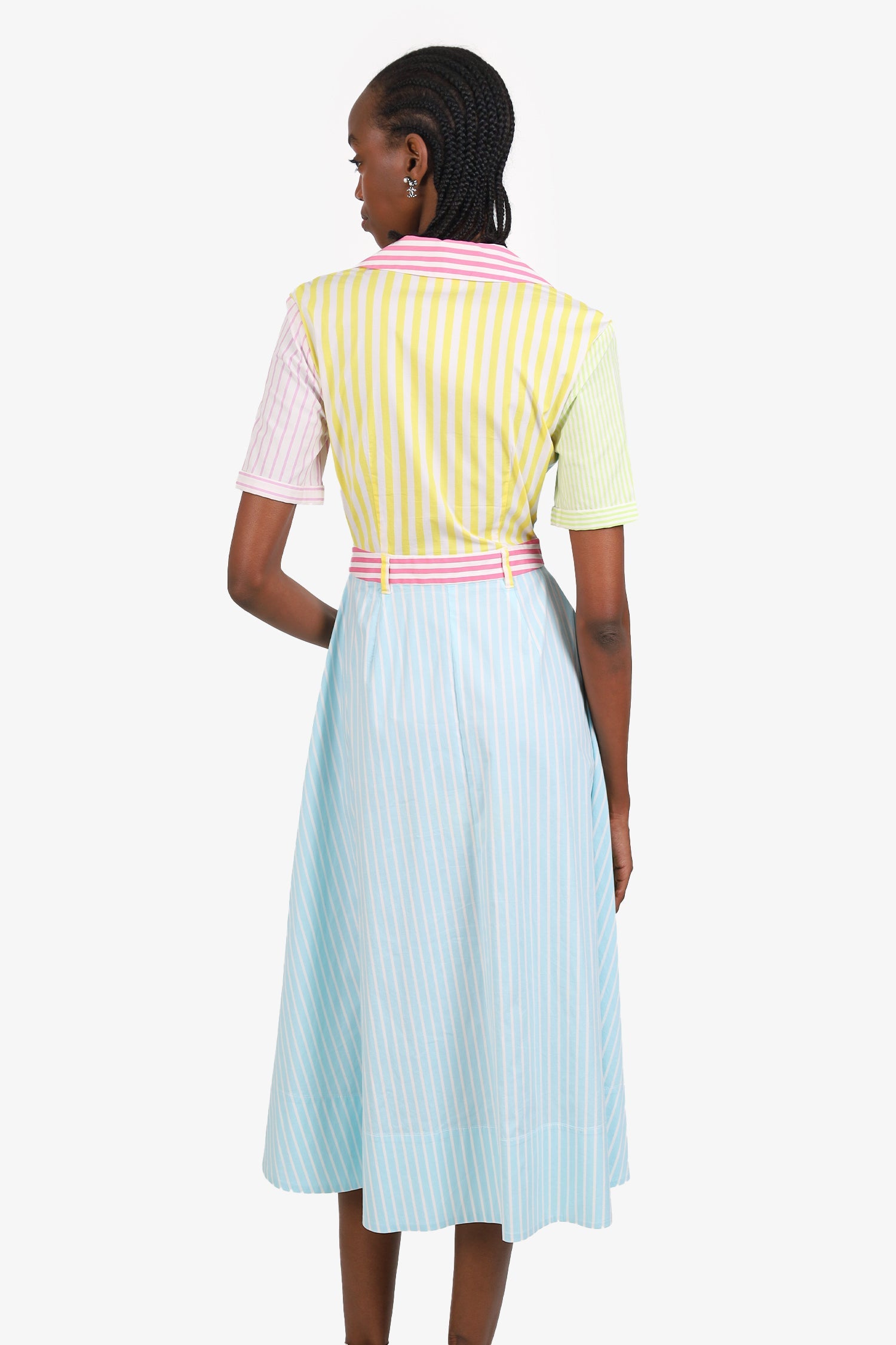 Staud Blue/Yellow Striped Poplin Maxi Dress Size 0