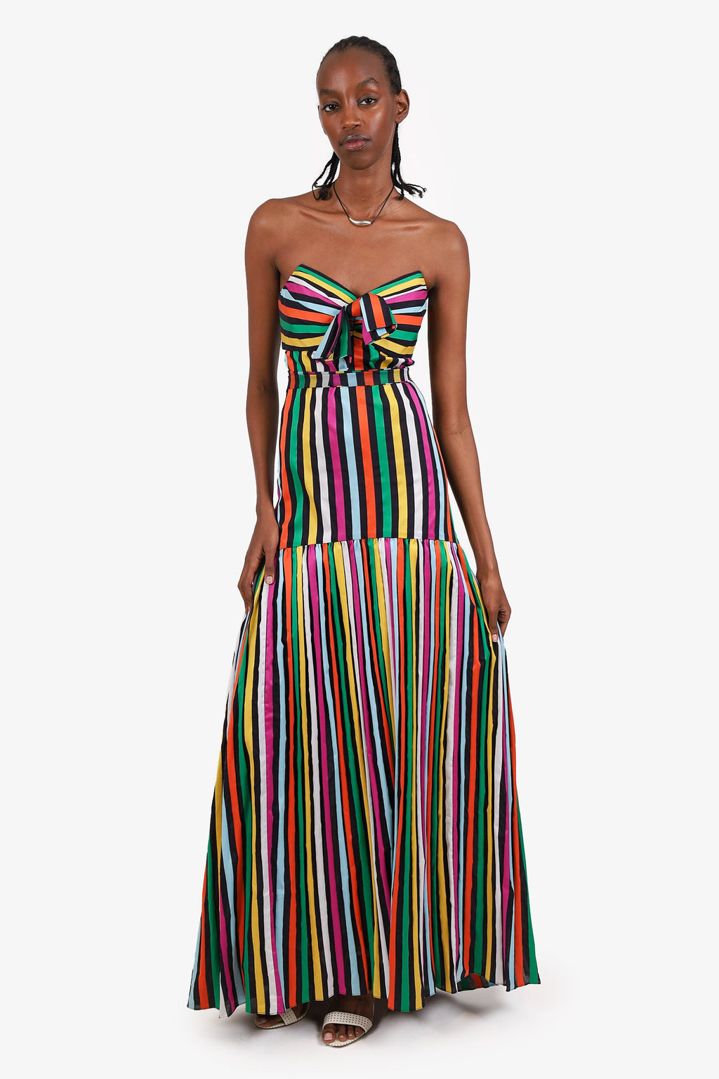 Caroline Constas Multicolour Stripe Strapless Gown Size XS