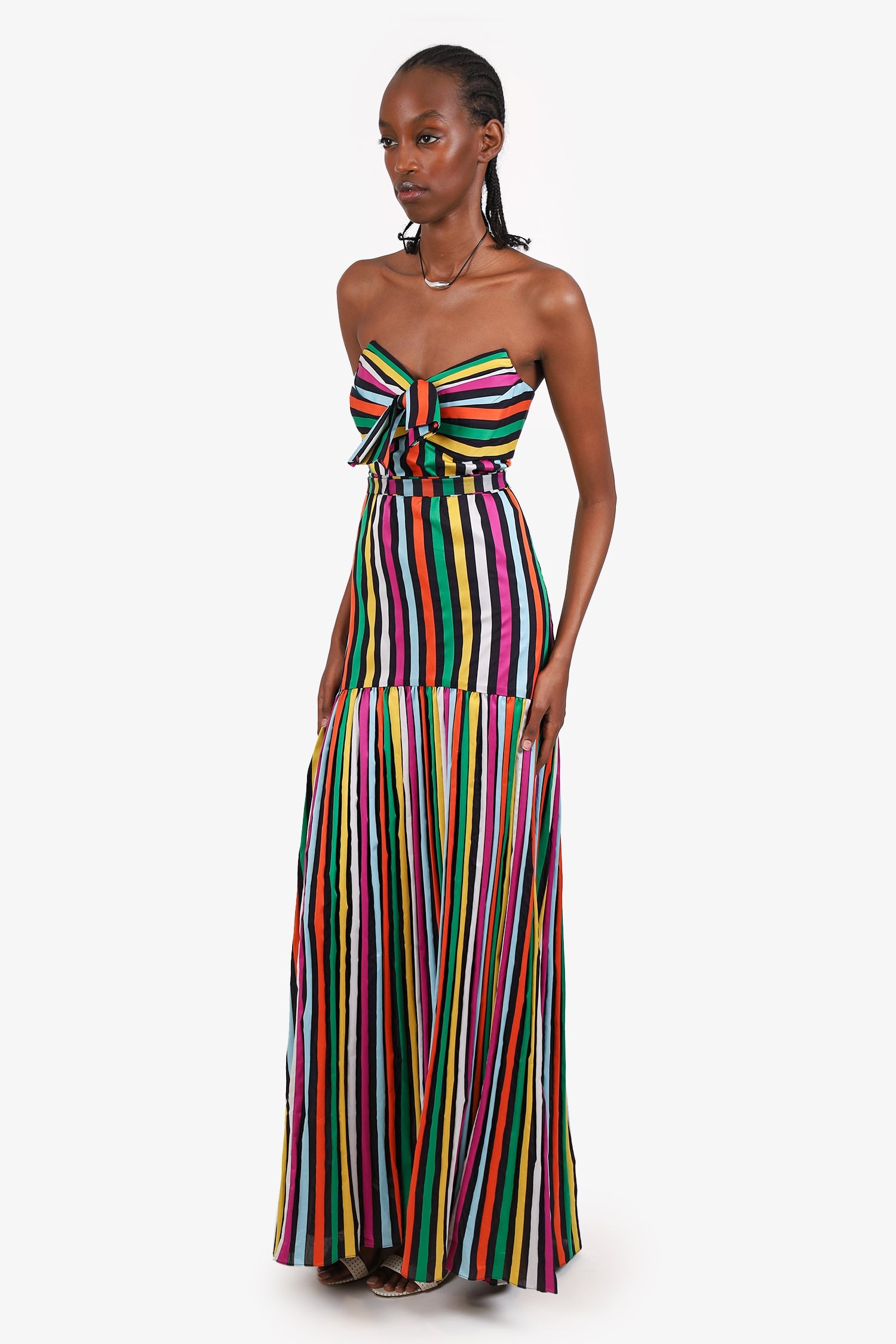 Caroline Constas Multicolour Stripe Strapless Gown Size XS
