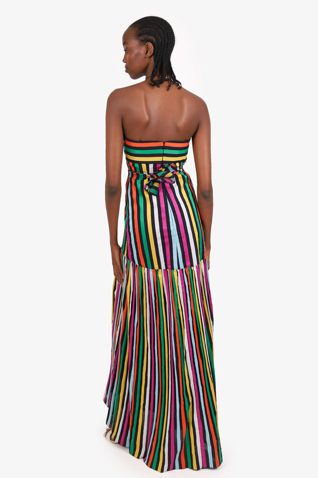 Caroline Constas Multicolour Stripe Strapless Gown Size XS