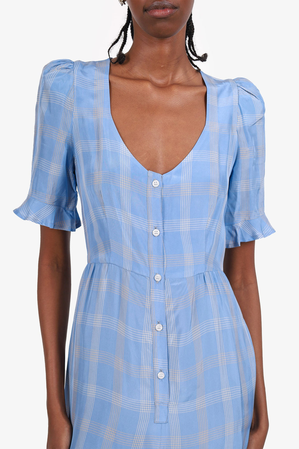 Smythe Blue/White Plaid Midi Dress Size 00