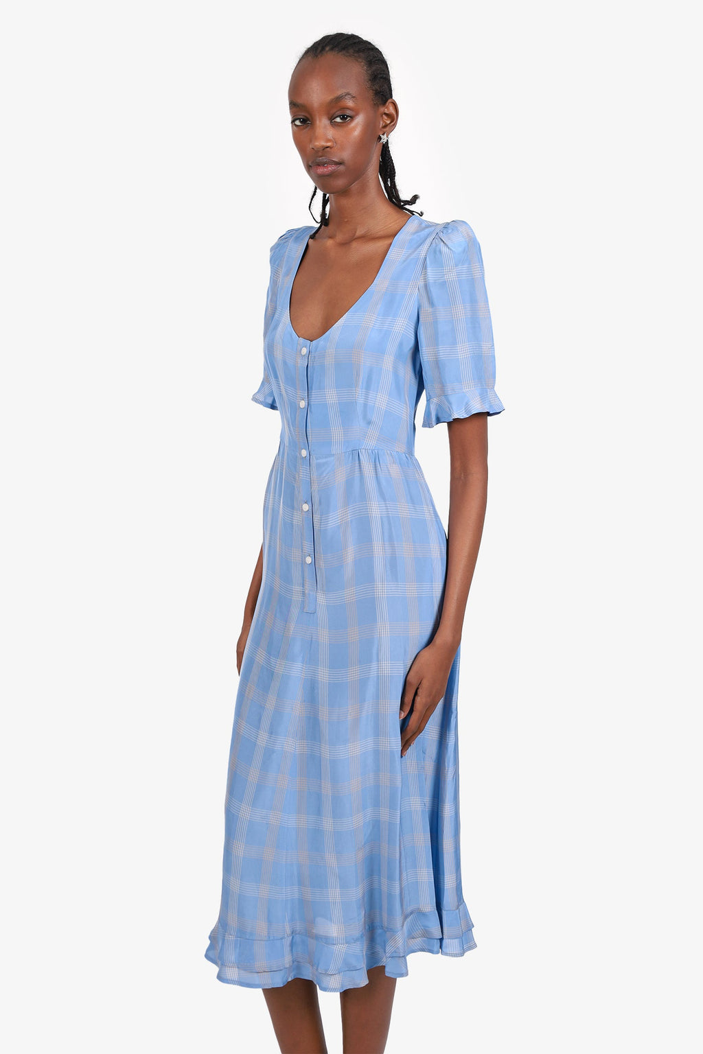 Smythe Blue/White Plaid Midi Dress Size 00