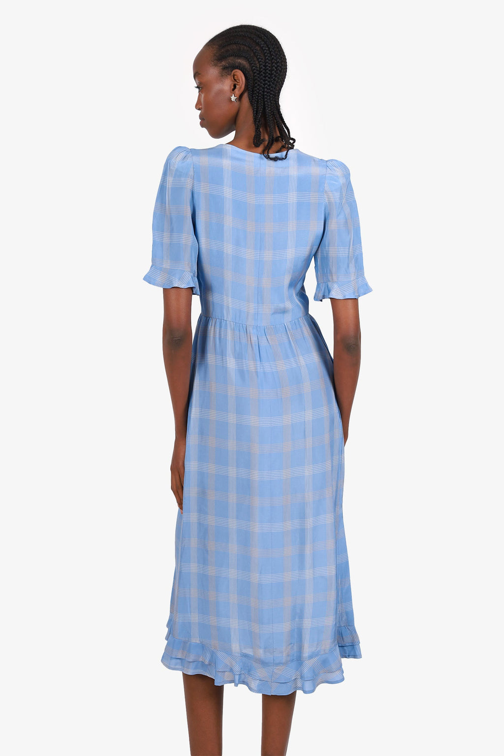 Smythe Blue/White Plaid Midi Dress Size 00