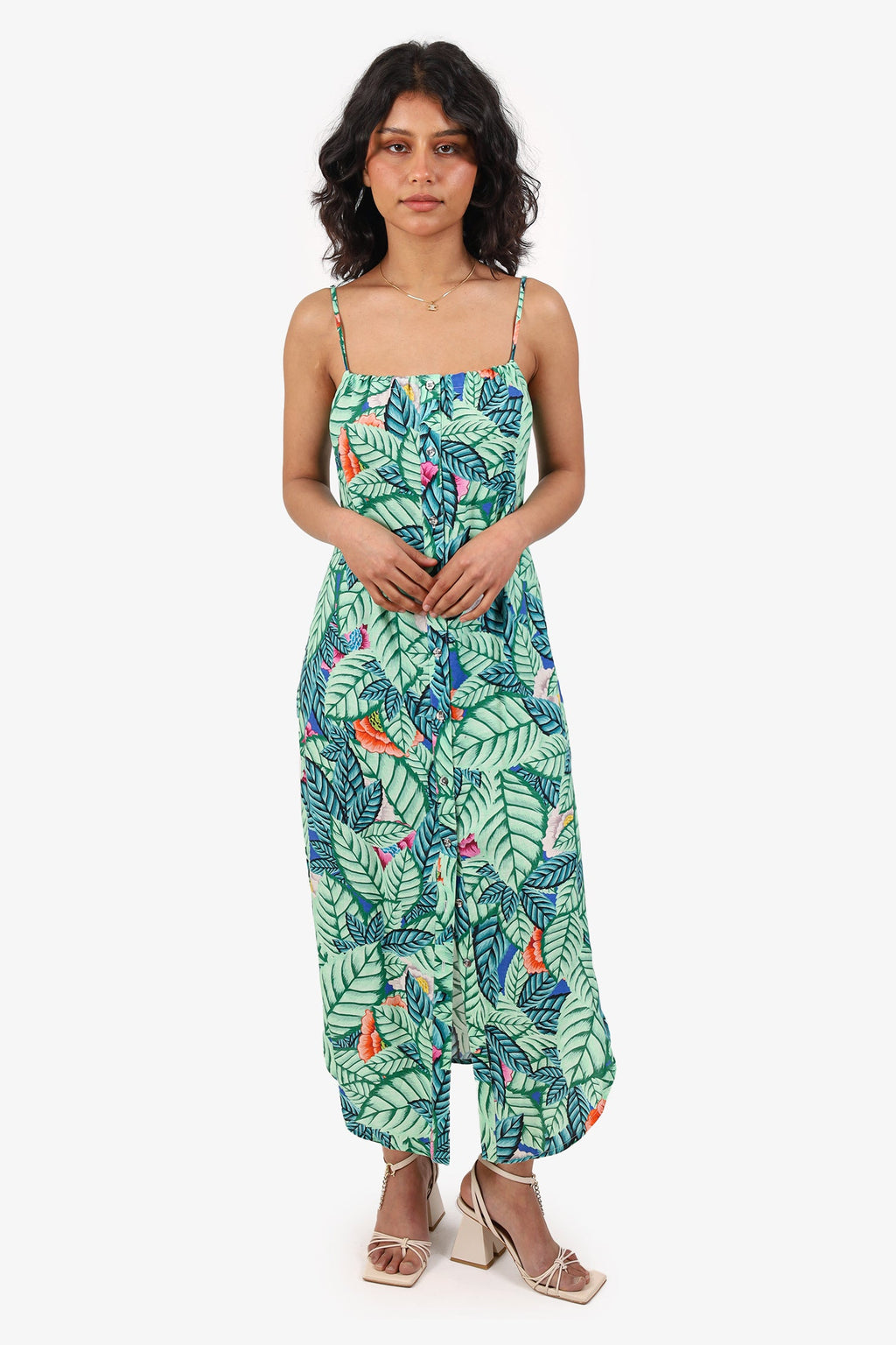Mara Hoffman Green/Blue Floral Midi Dress Estimated Size S