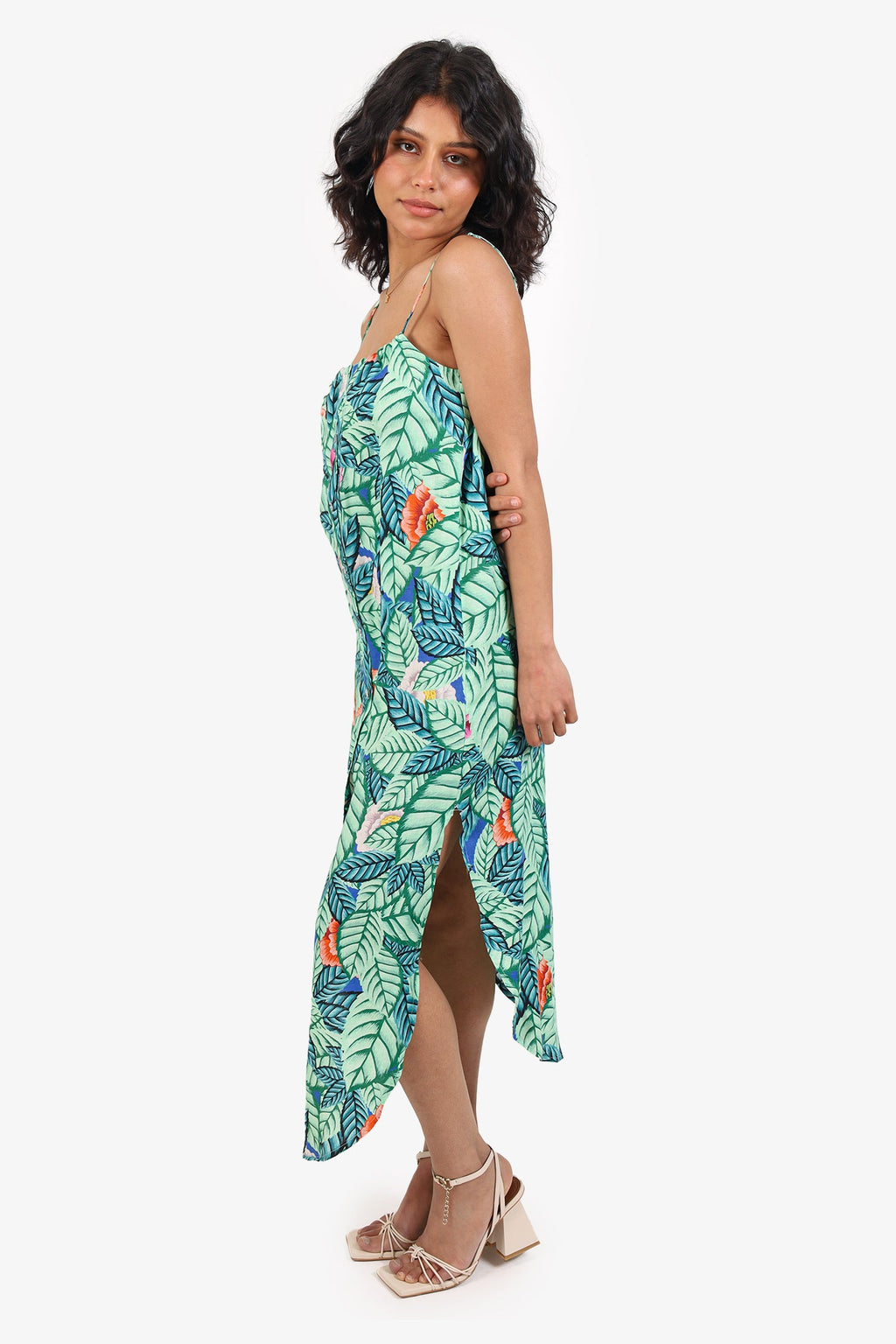Mara Hoffman Green/Blue Floral Midi Dress Estimated Size S