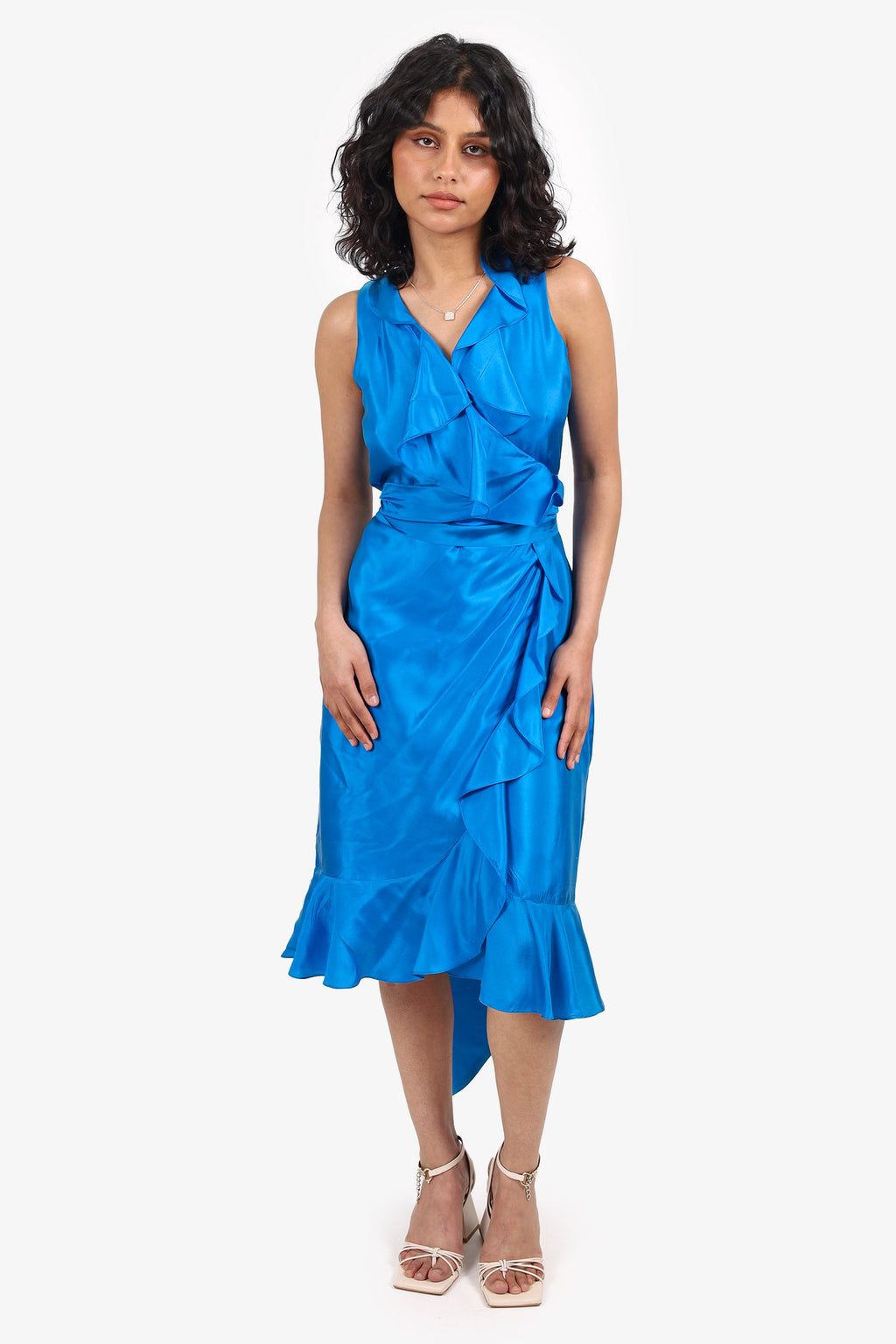 Lauren by Ralph Lauren Cobalt Blue Silk Ruffled Mini Dress Size 2