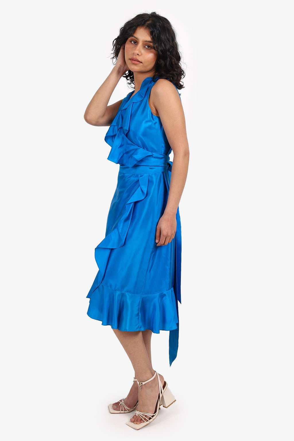 Lauren by Ralph Lauren Cobalt Blue Silk Ruffled Mini Dress Size 2