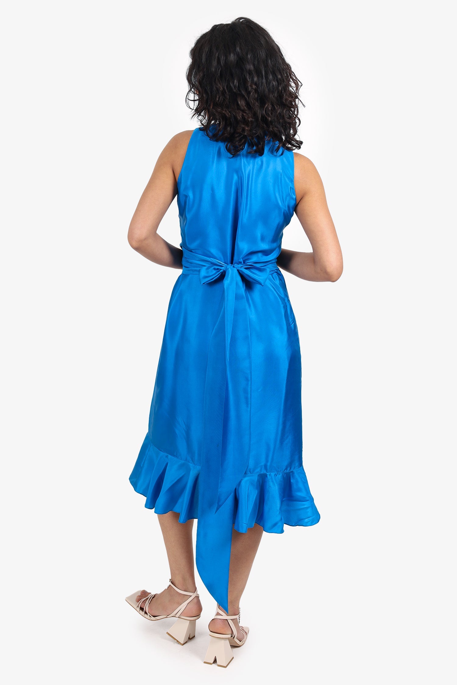 Lauren by Ralph Lauren Cobalt Blue Silk Ruffled Mini Dress Size 2
