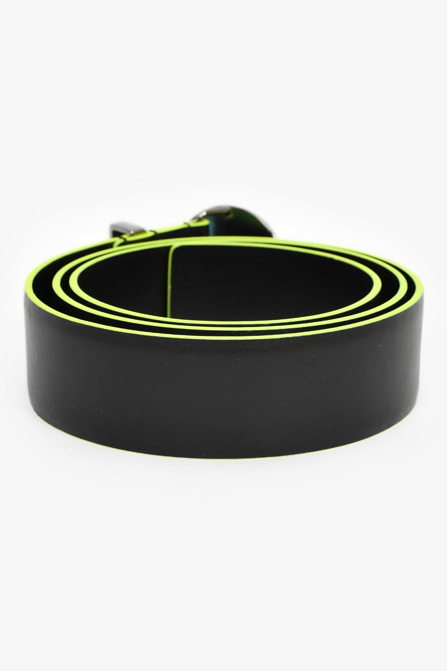 Versace Black/Neon Green Leather Medusa Belt
