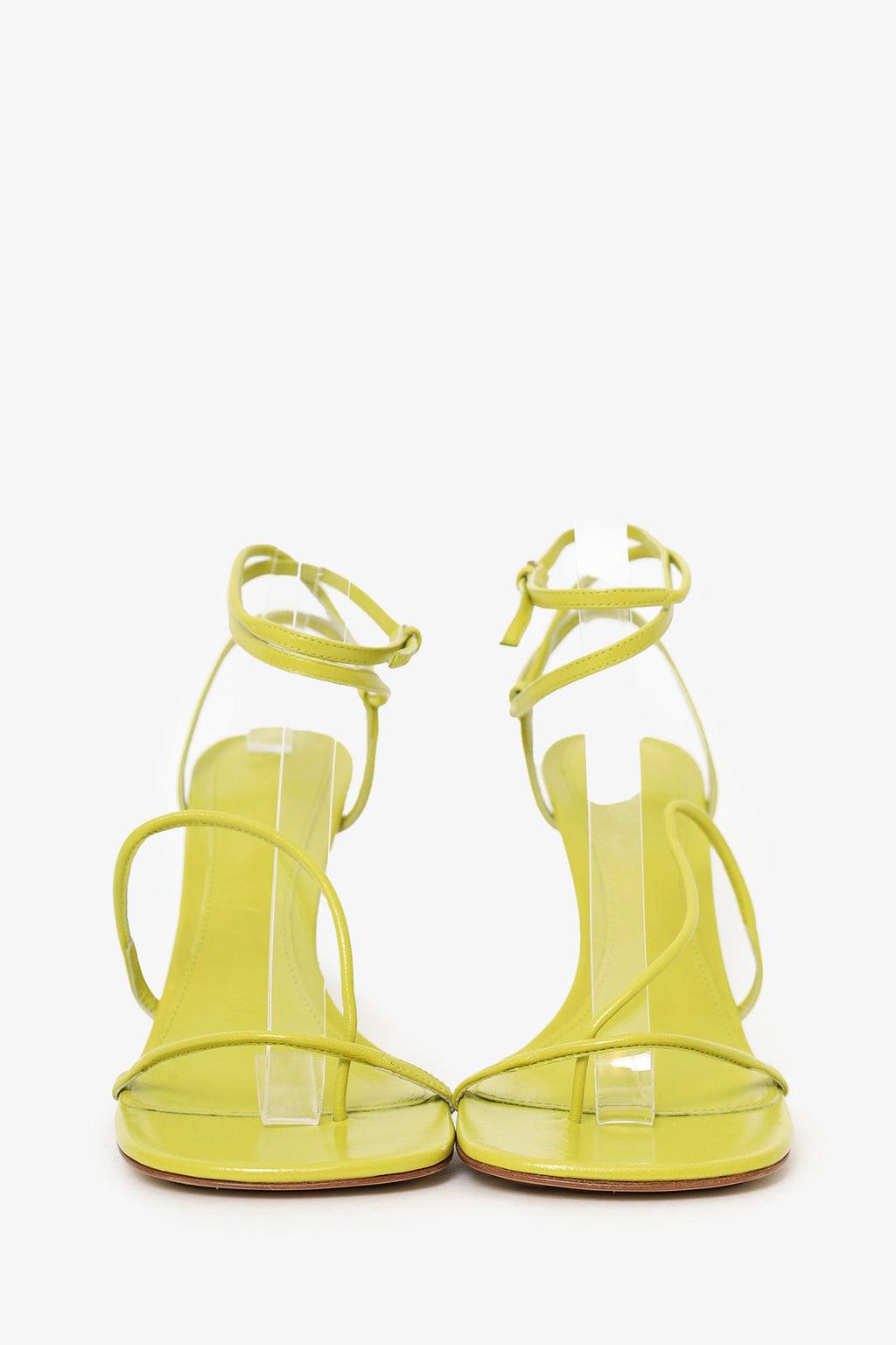 Bottega Veneta Green Leather Strappy Heels Size 38.5