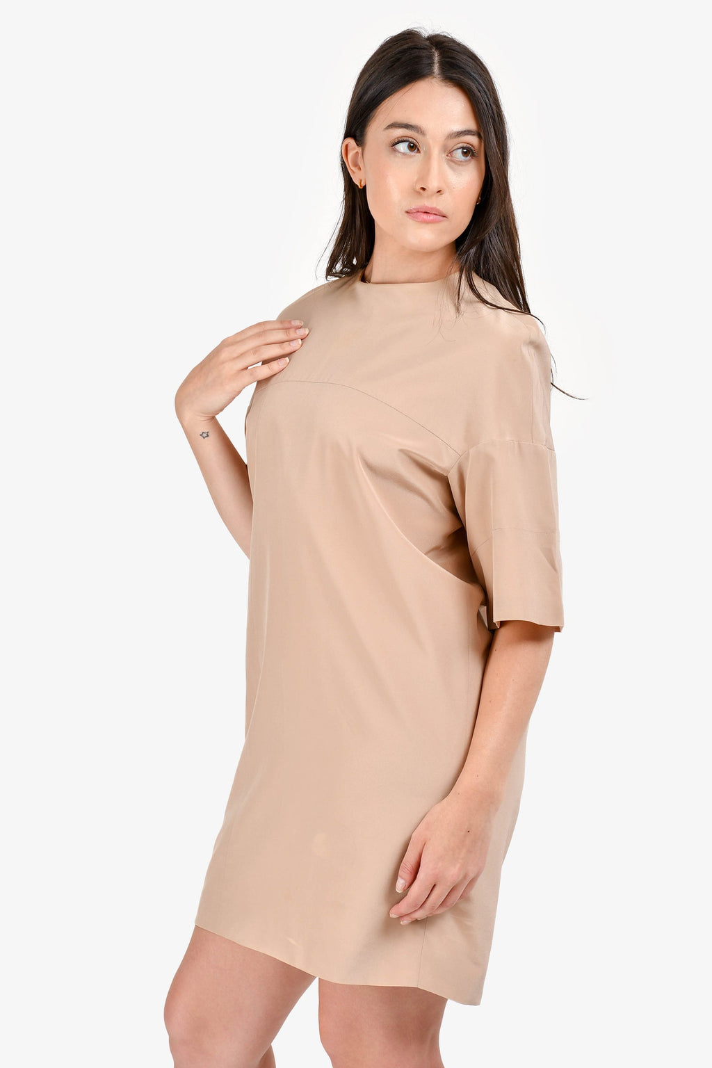 Ellery Brown Silk Oversized Short Sleeves Dress Size 6