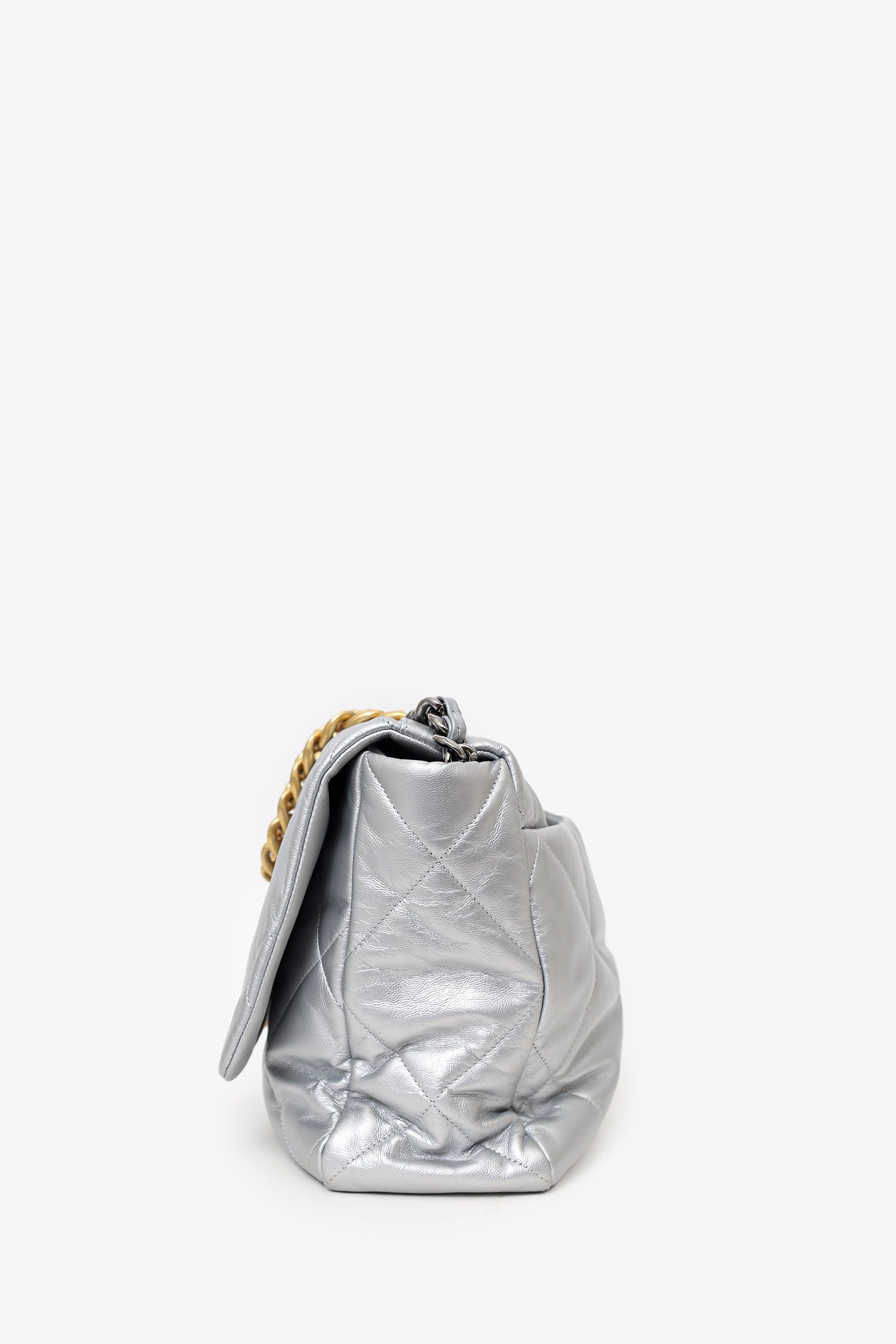 Pre-Loved Chanel™ Silver Leather Maxi 19 Flap
