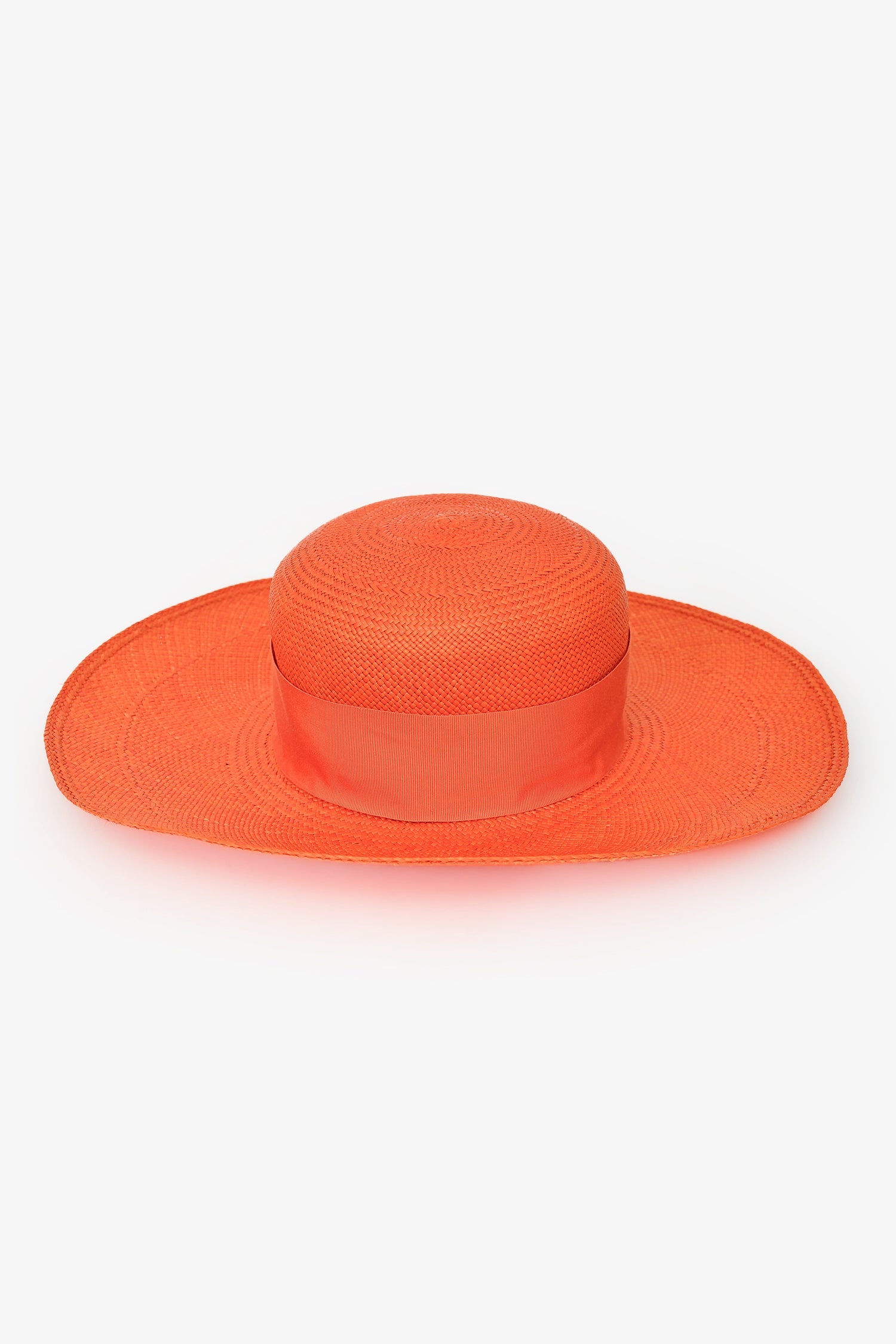 Loro Piana Orange Canvas Logo Wide Brim Hat