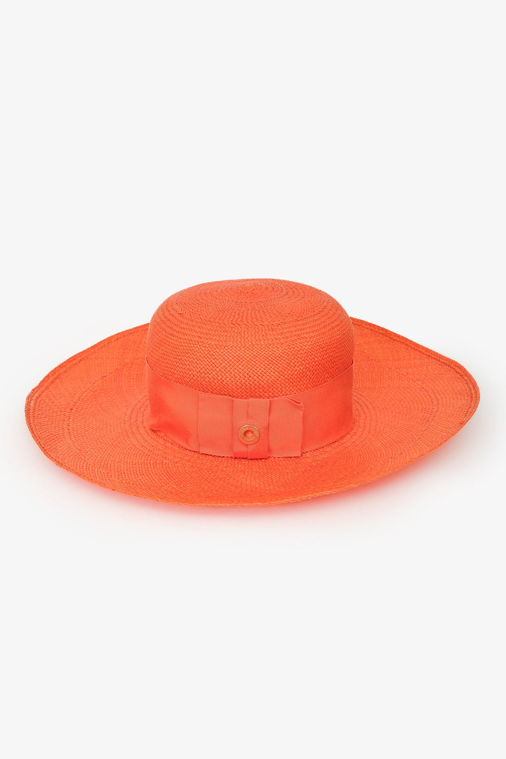 Loro Piana Orange Canvas Logo Wide Brim Hat
