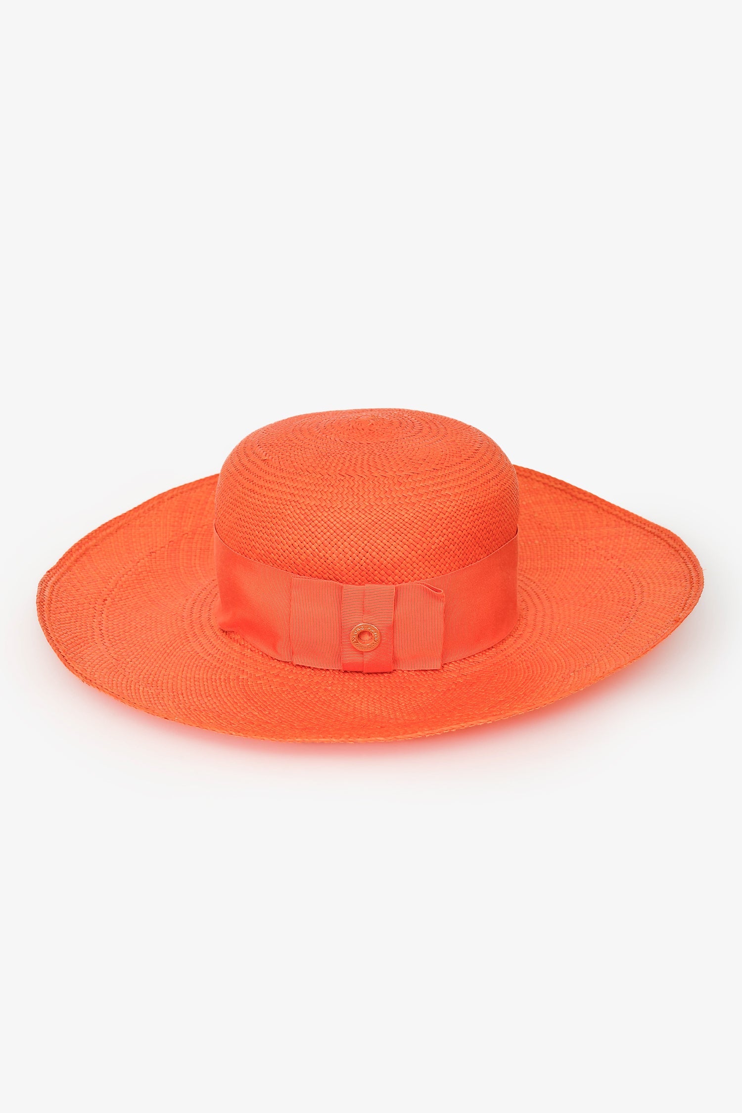 Loro Piana Orange Canvas Logo Wide Brim Hat