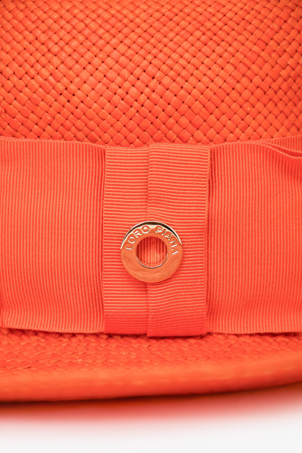 Loro Piana Orange Canvas Logo Wide Brim Hat