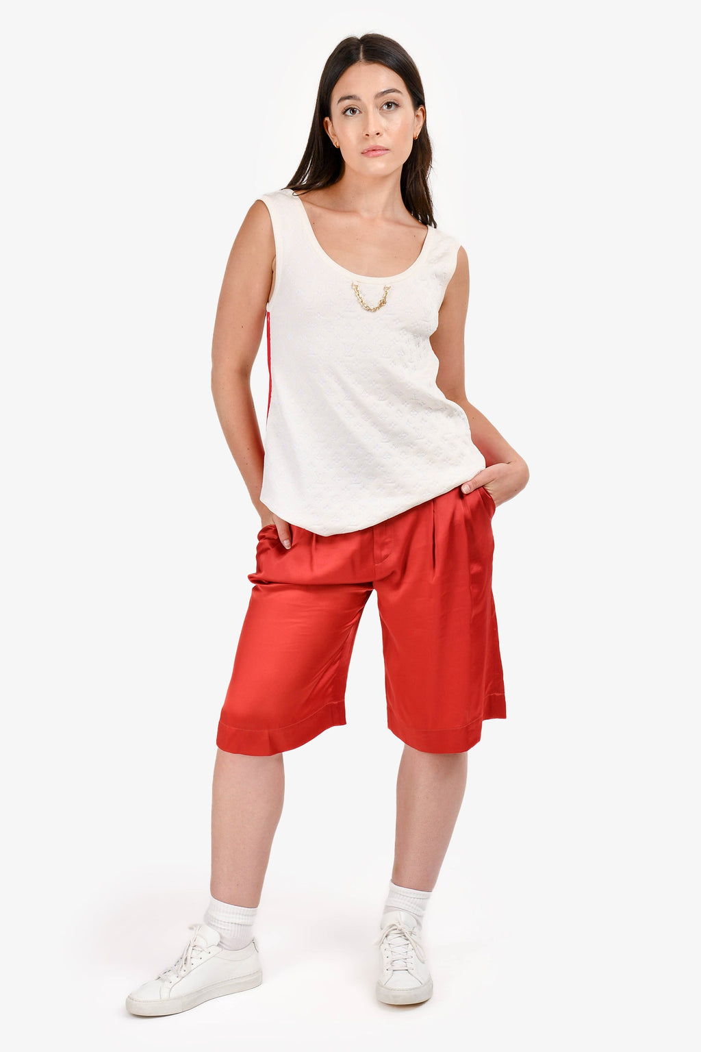 Brunello Cucinelli Red Silk Bermuda Shorts Size 6