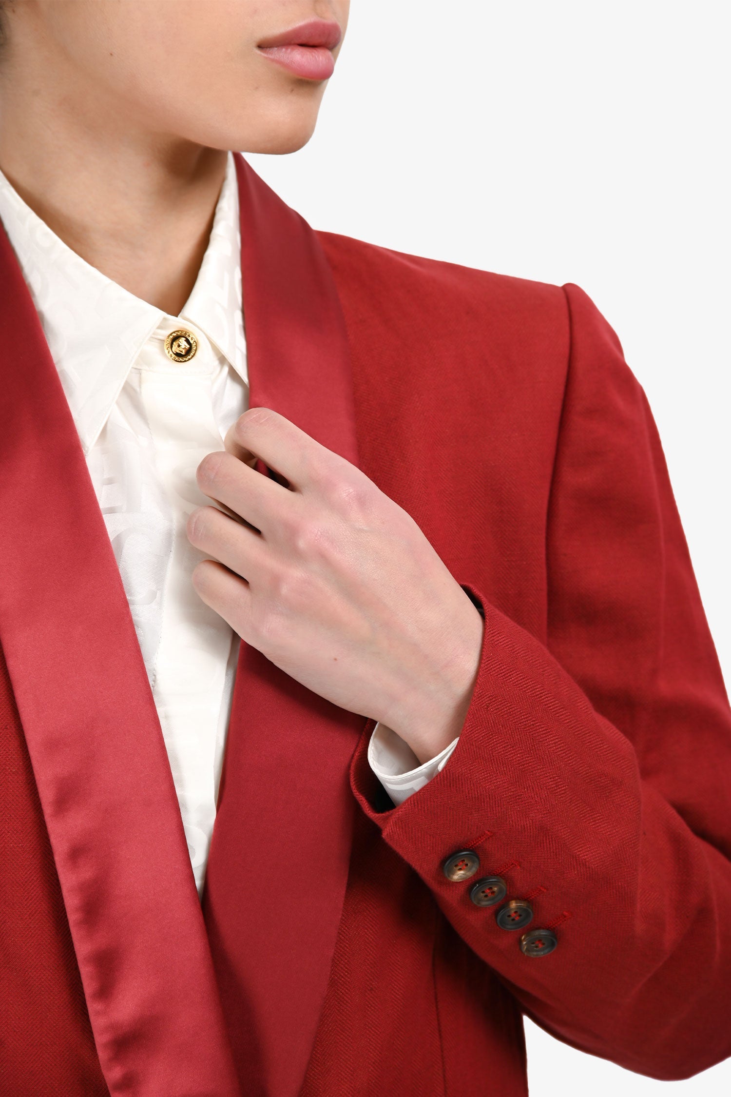 Brunello Cucinelli Red Linen Silk Lapel Blazer Size 40