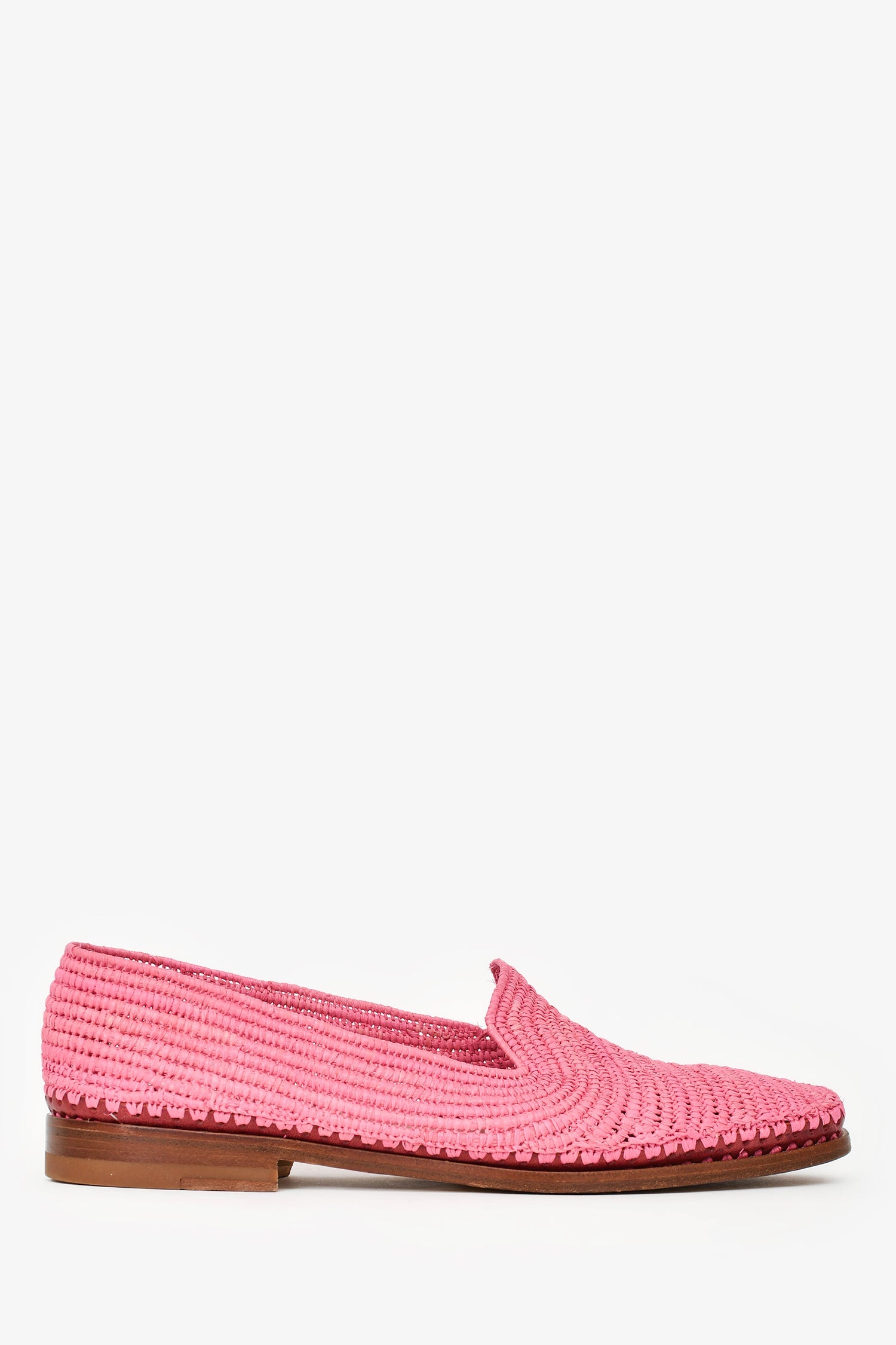 Manolo Blahnik Pink Raffia Loafers Size 36