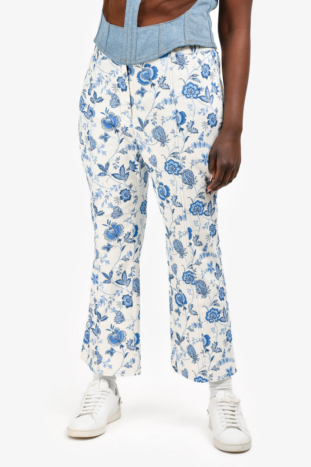Derek Lam 10 Crosby White Floral Print Pants Size 14