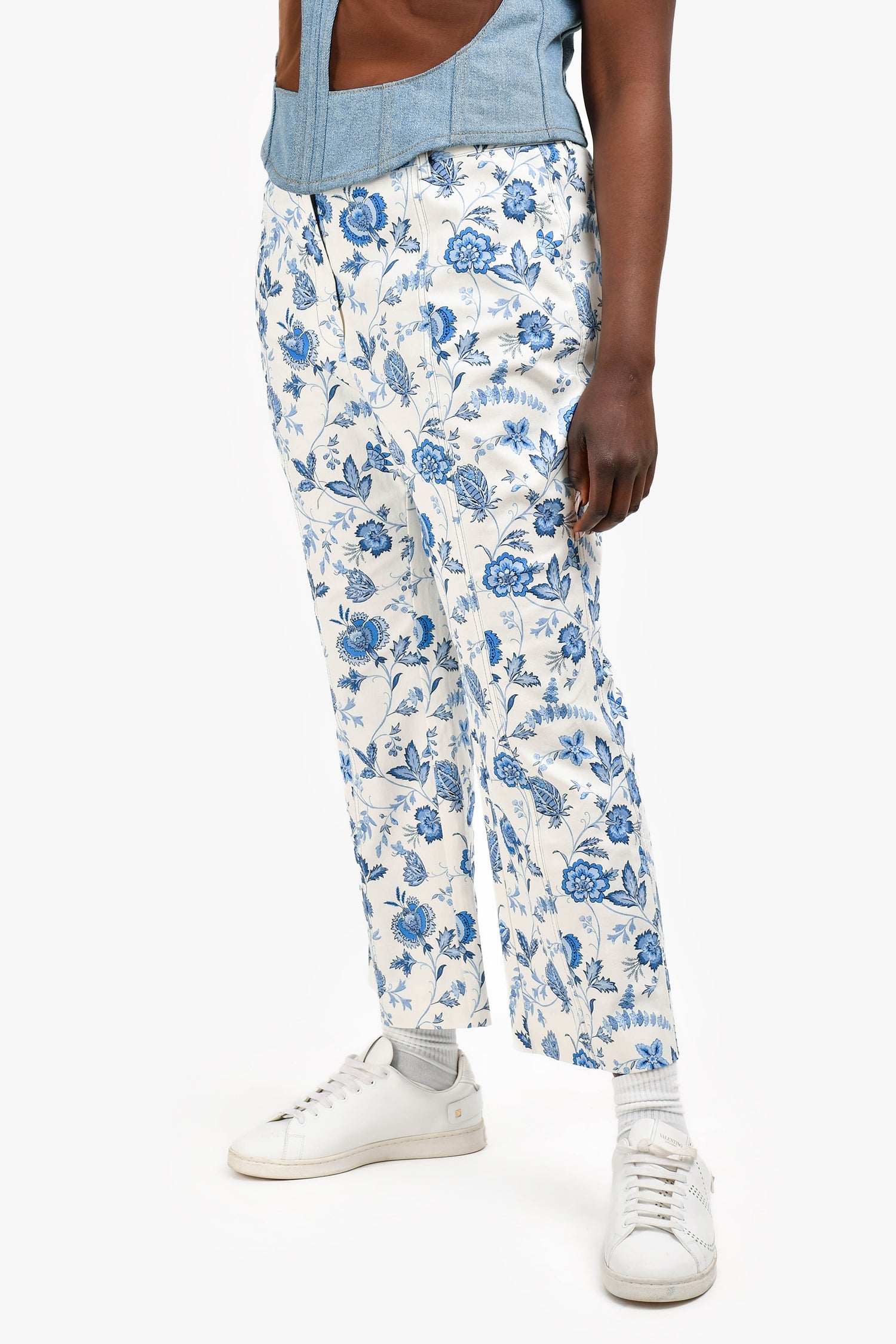 Derek Lam 10 Crosby White Floral Print Pants Size 14
