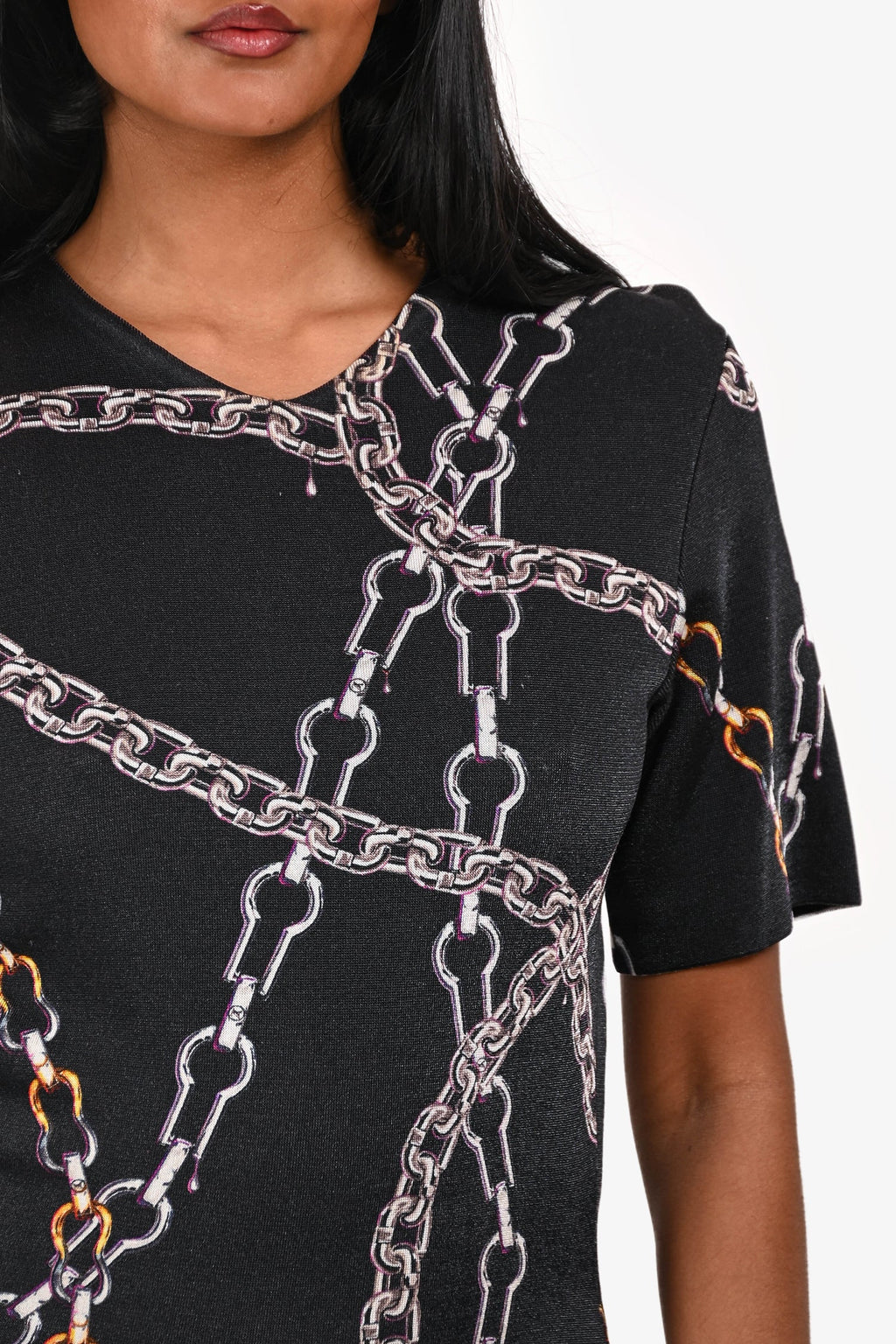 Louis Vuitton Black Chain Graphic Midi Dress Size XS