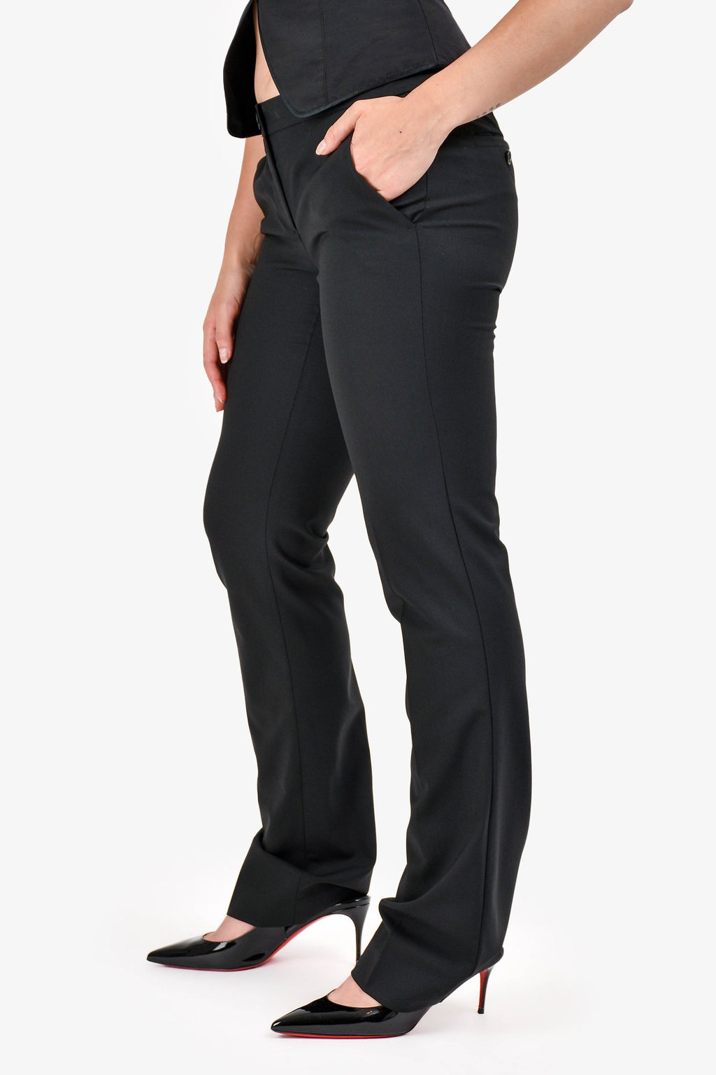 Theory Black Wool Low Rise Wide Leg Pants Size 4