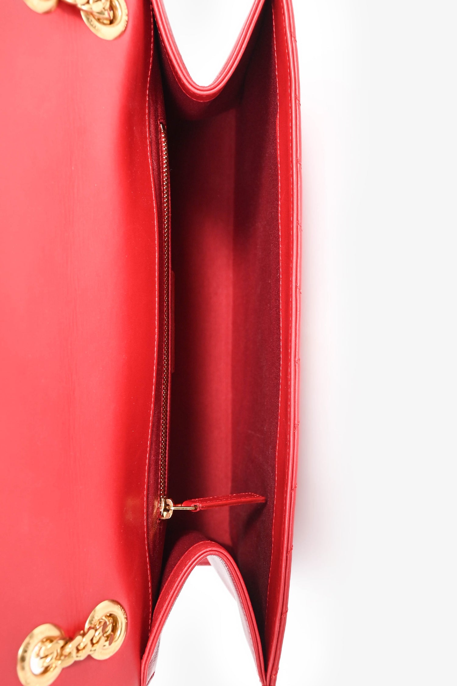 Saint Laurent Red Chevron Leather Envelope Large Chain Shoulder Bag