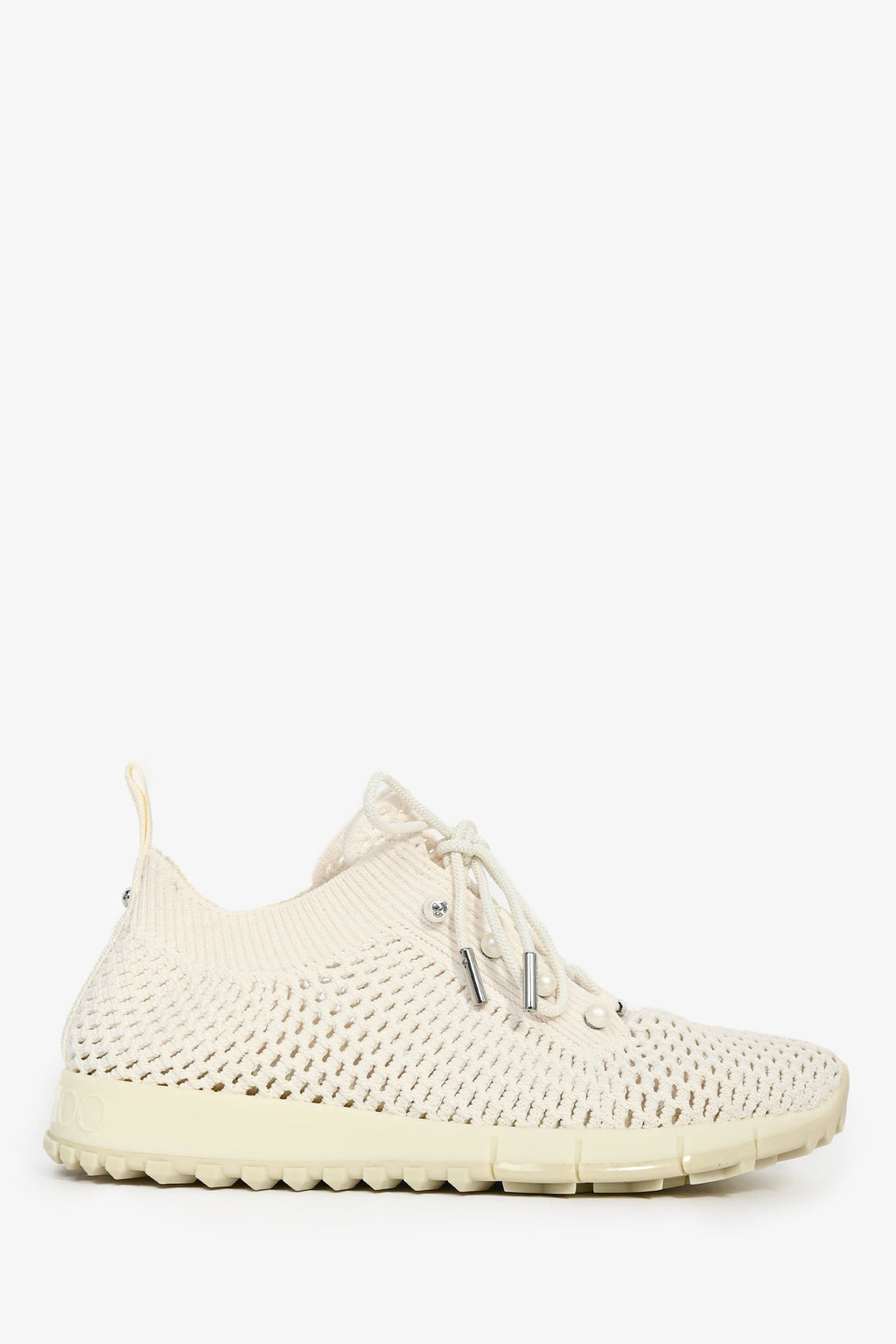Jimmy Choo White Crochet Knit Sneakers Size 36.5
