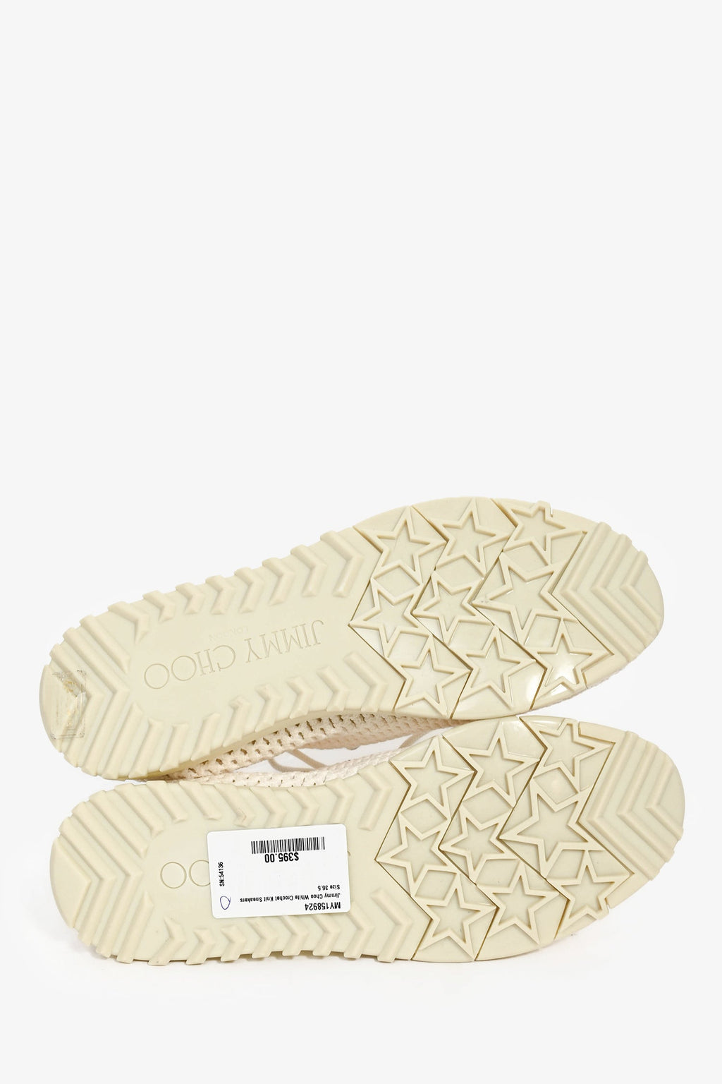 Jimmy Choo White Crochet Knit Sneakers Size 36.5