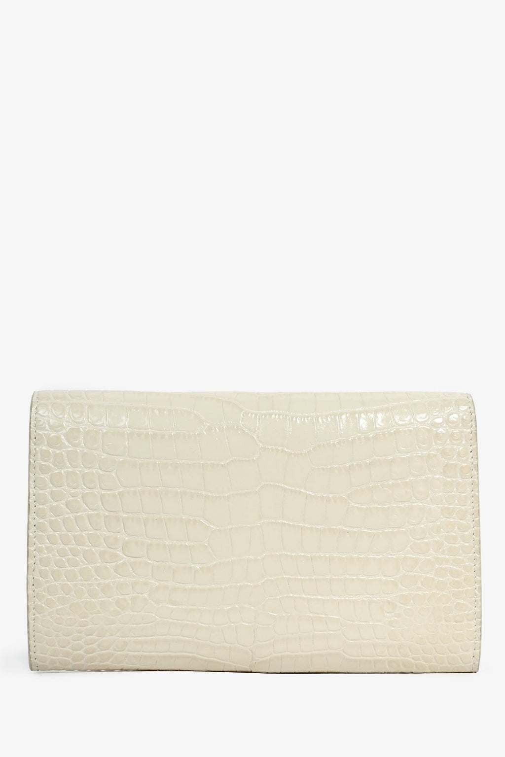 Saint Laurent 2020 Cream Croc Embossed Envelope Wallet On Chain with  Holder