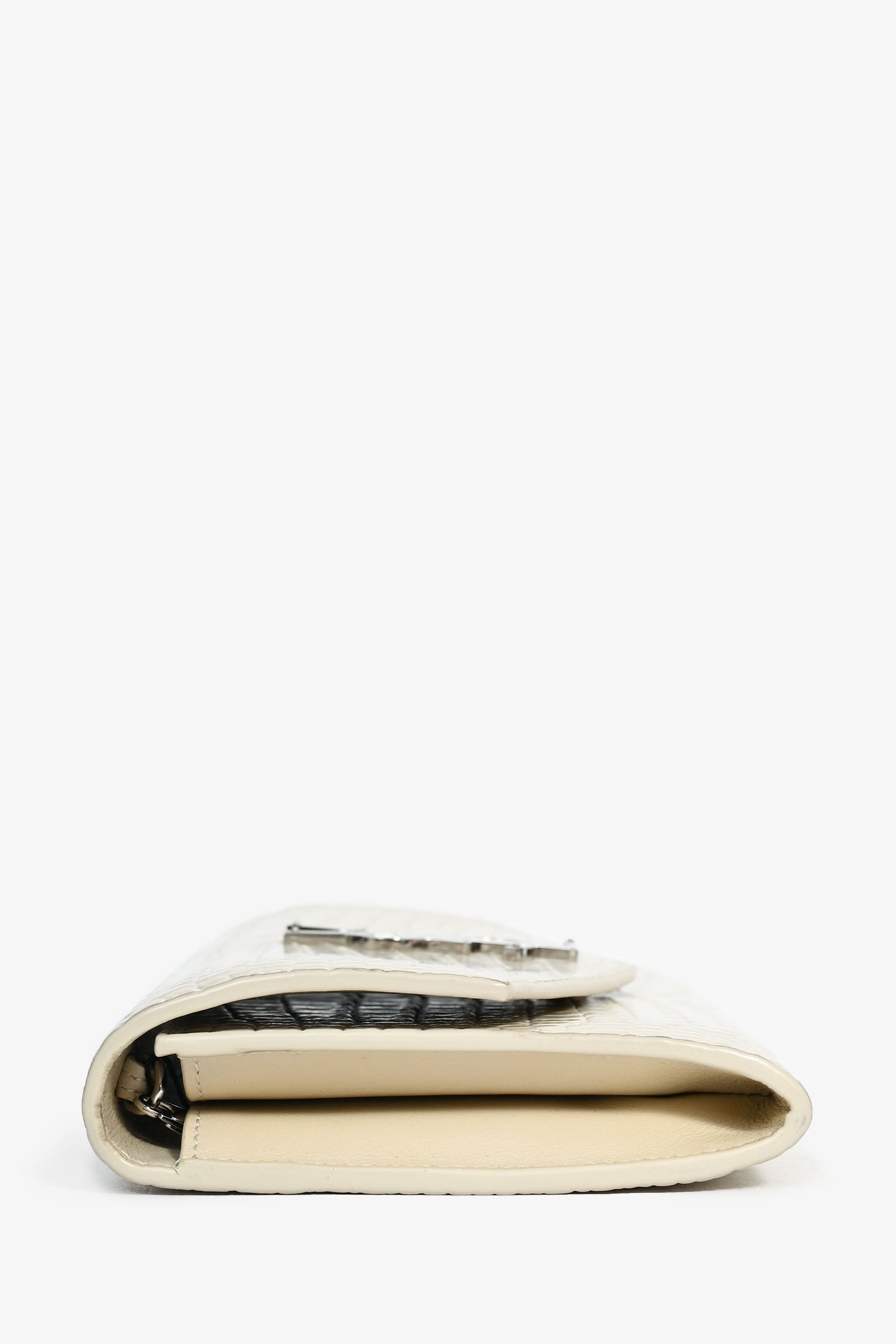 Saint Laurent 2020 Cream Croc Embossed Envelope Wallet On Chain with  Holder