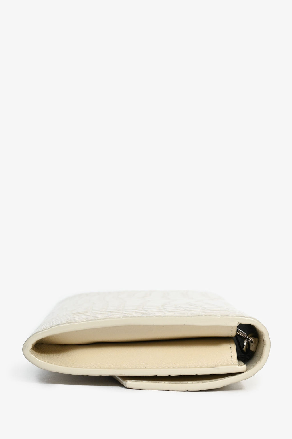 Saint Laurent 2020 Cream Croc Embossed Envelope Wallet On Chain with  Holder