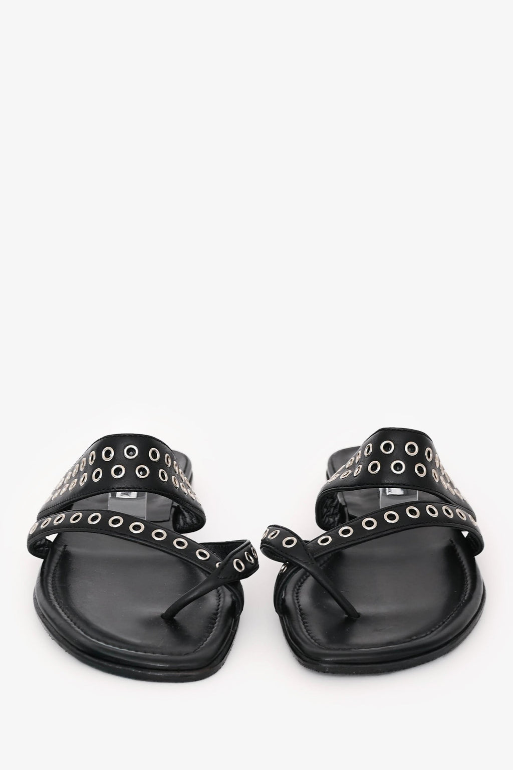 Manolo Blahnik Black Leather Gromet Flats Size 36.5