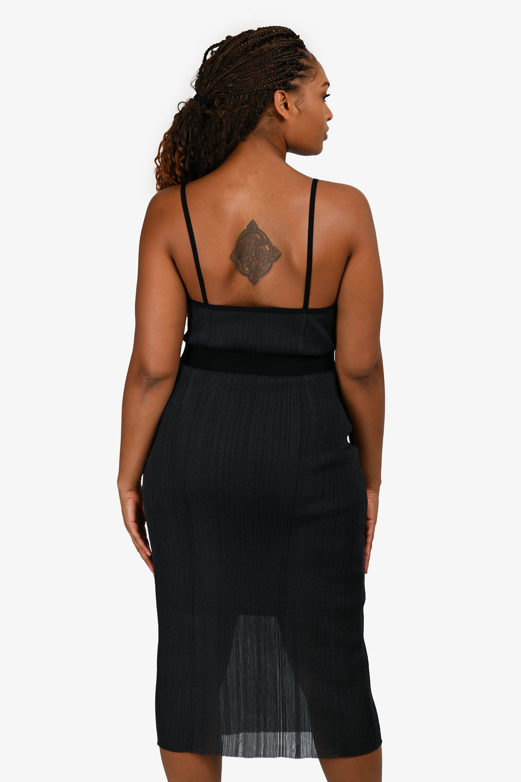 Hervè Lèger Grey/Black Metallic Fitted Midi Dress Size M