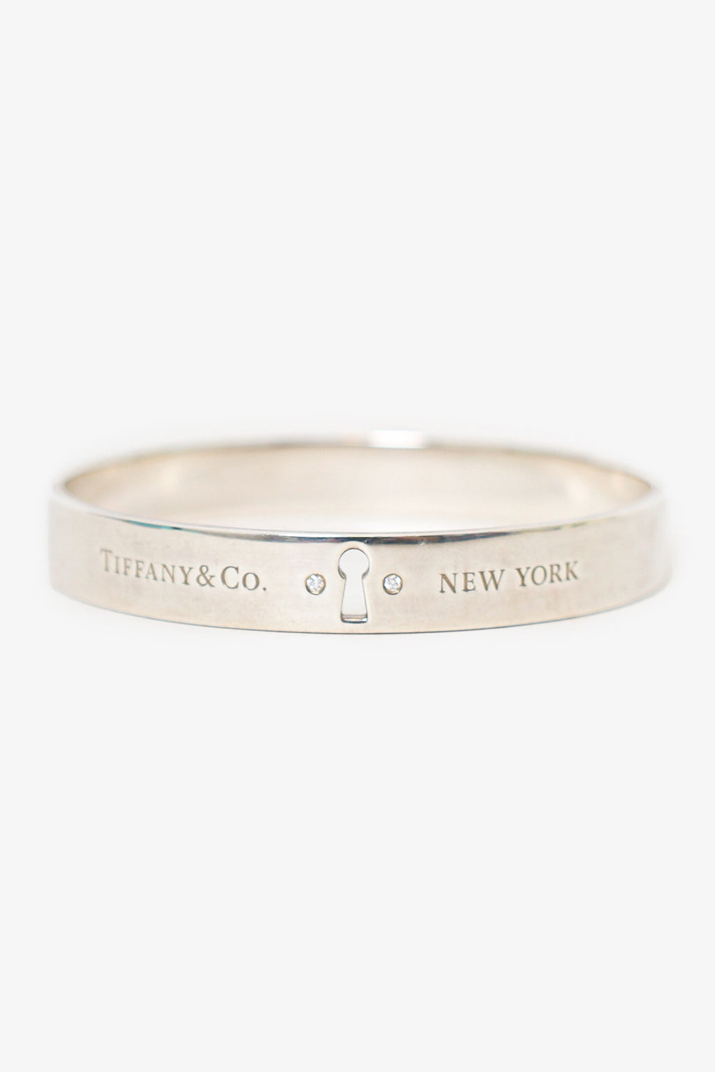 Tiffany & Co Sterling Silver/Diamond Keyhole Bangle