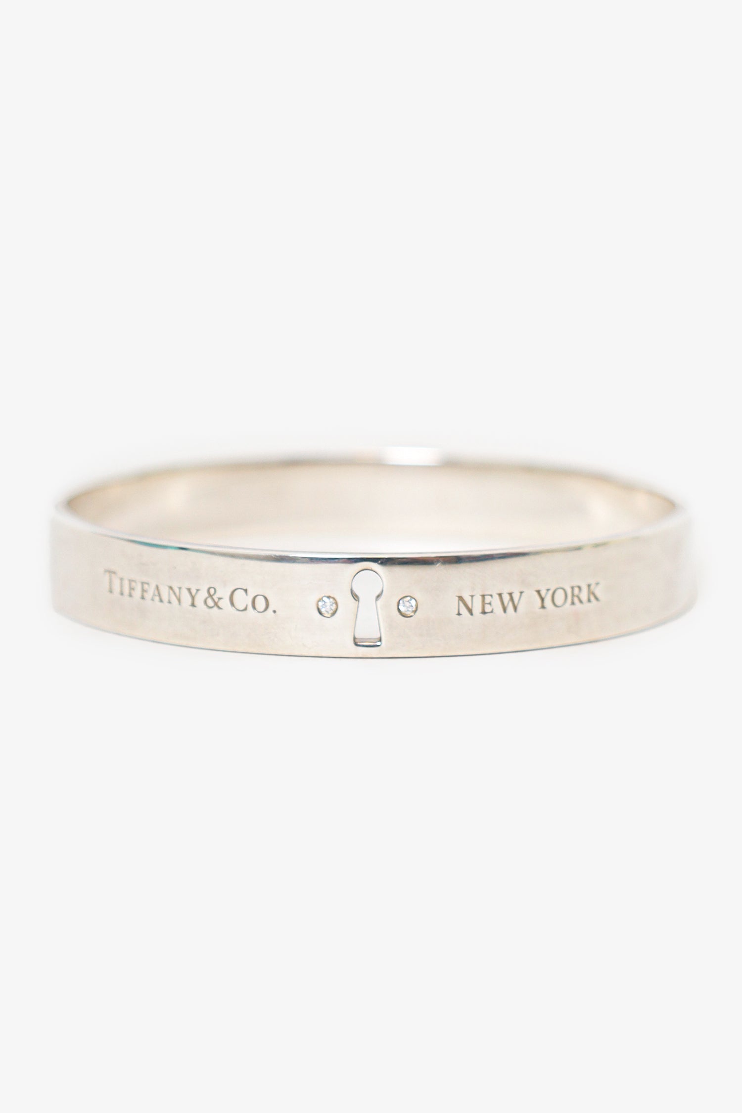 Tiffany & Co Sterling Silver/Diamond Keyhole Bangle