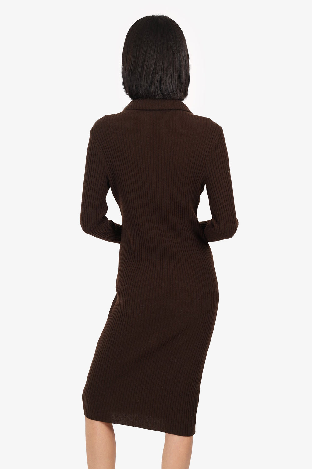 Pre-Loved Chanel™ Vintage Autumn 1995 Brown Ribbed Cashmere/Yellow Tweed Jacket Dress Size 38