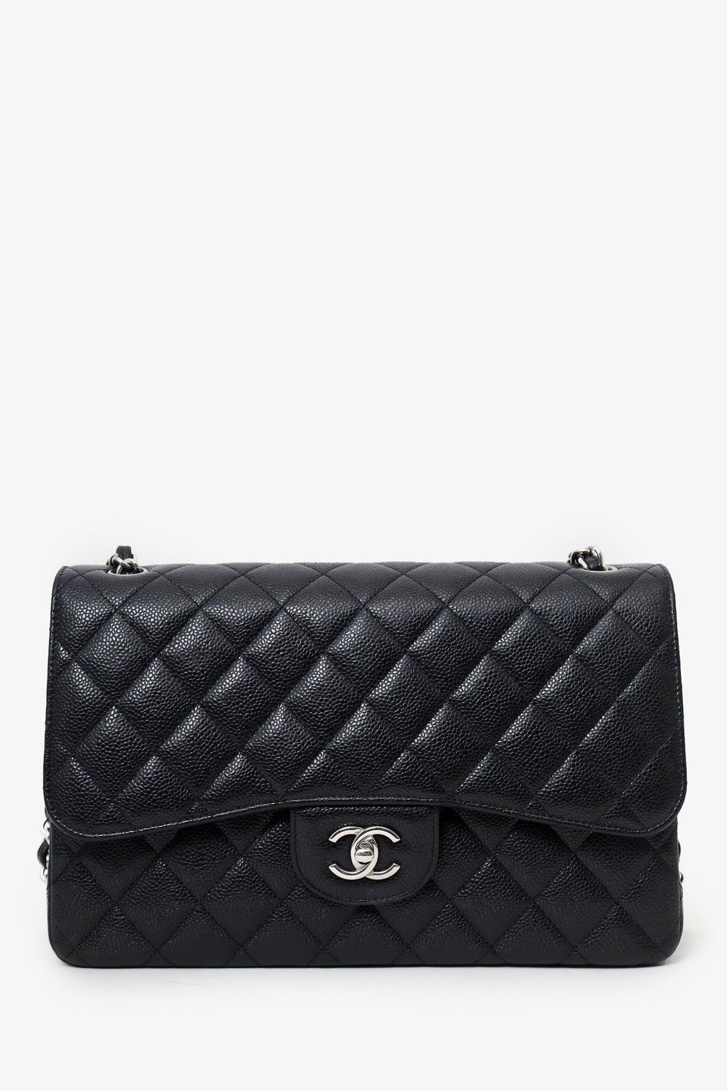 Pre-Loved Chanel™ 2021+ Black Caviar Leather Jumbo Double Flap