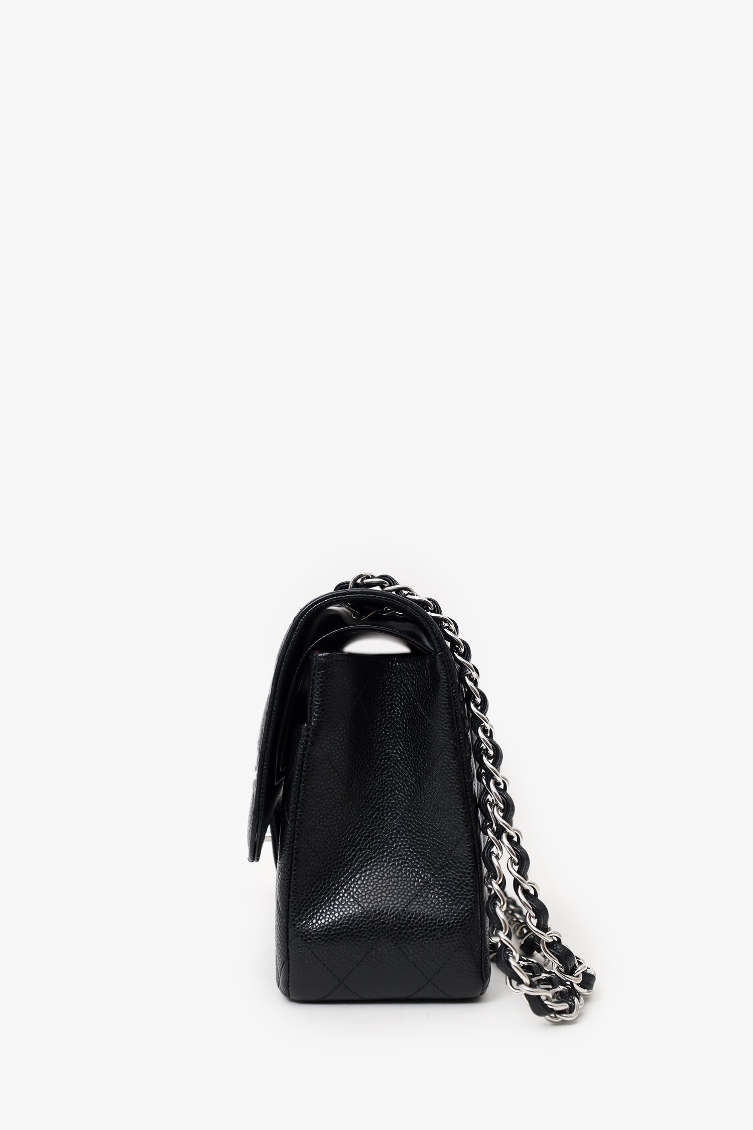 Pre-Loved Chanel™ 2021+ Black Caviar Leather Jumbo Double Flap