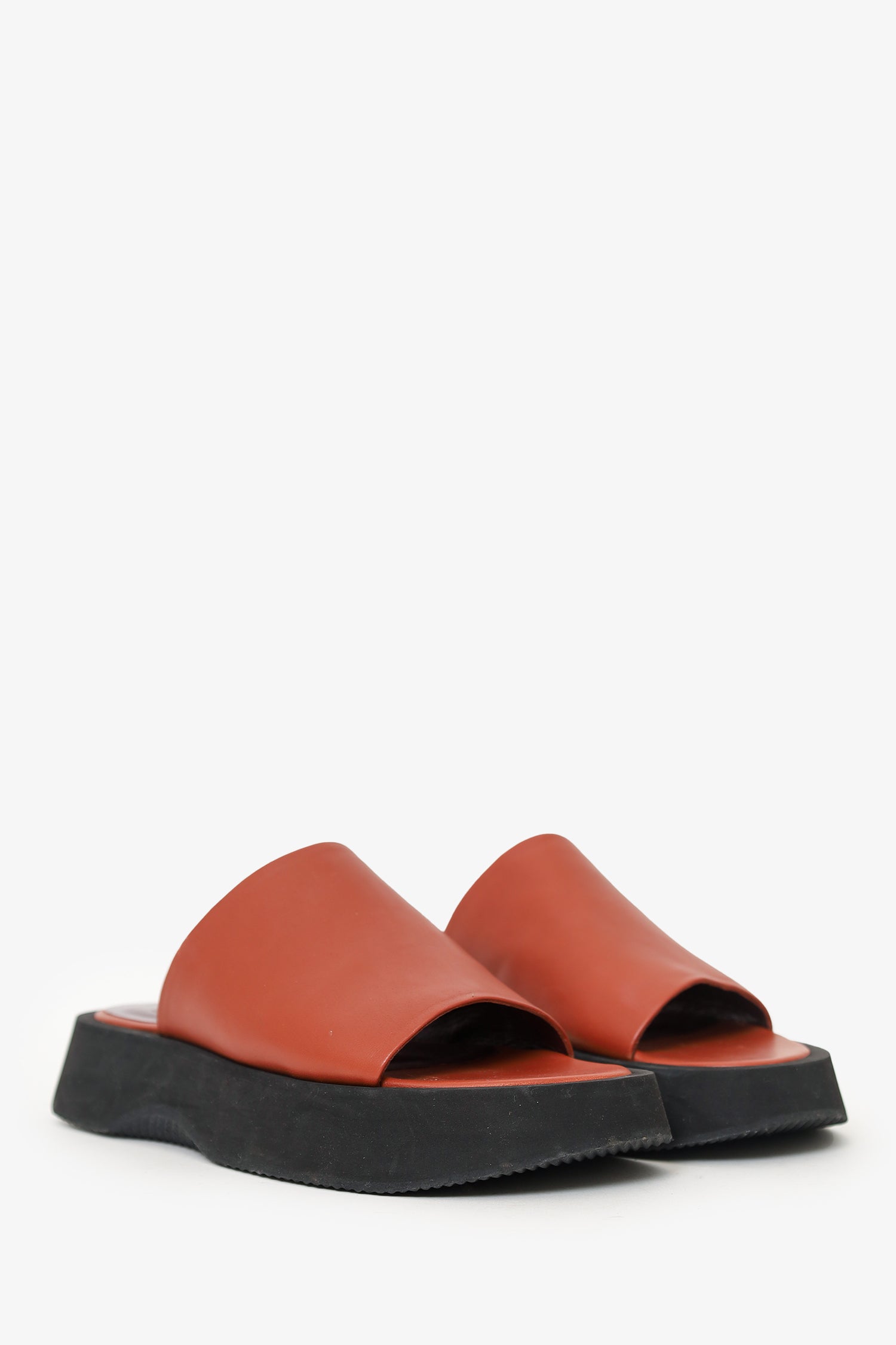 Staud Brown/Black Leather Slides Size 36